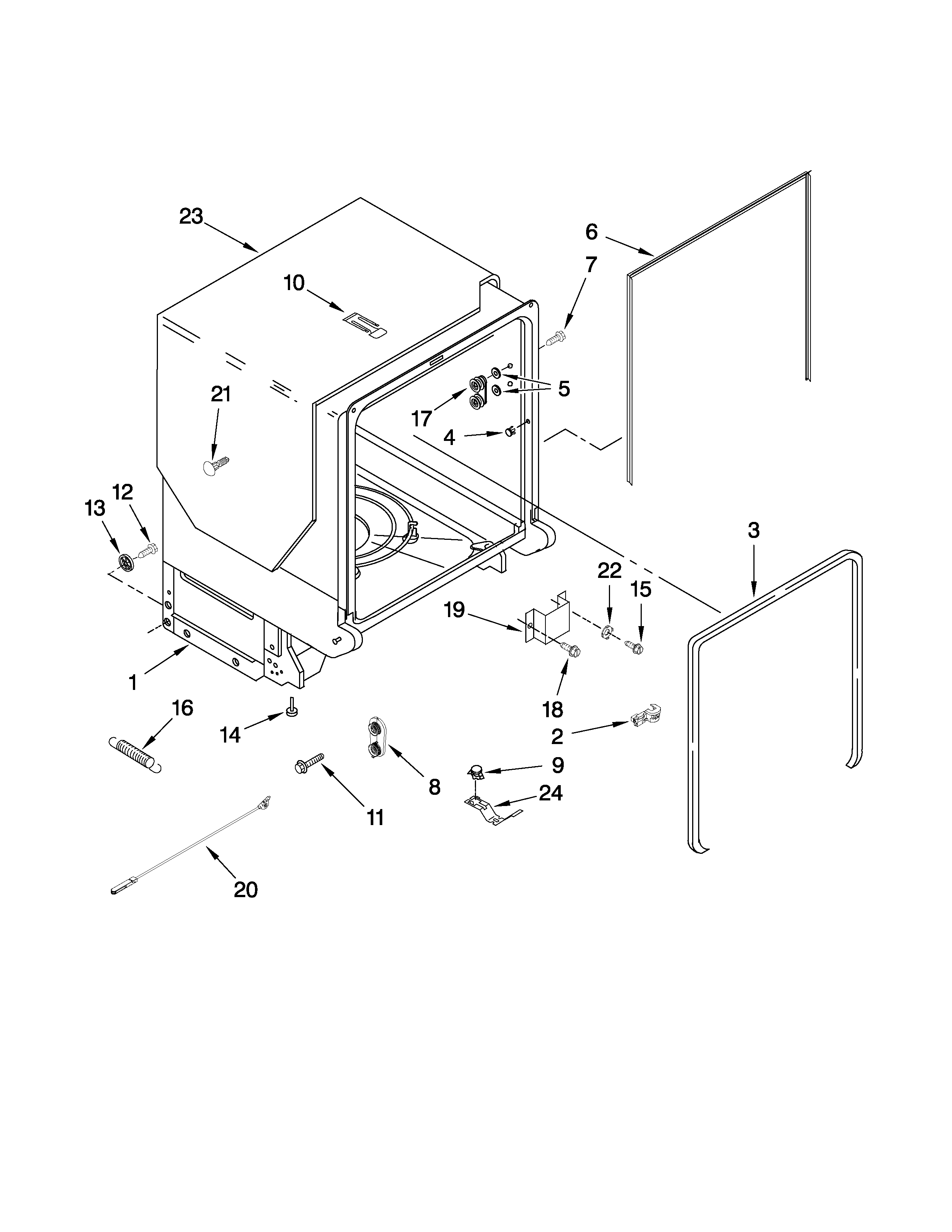 Maytag MDB8859AWB3 tub and frame parts diagram
