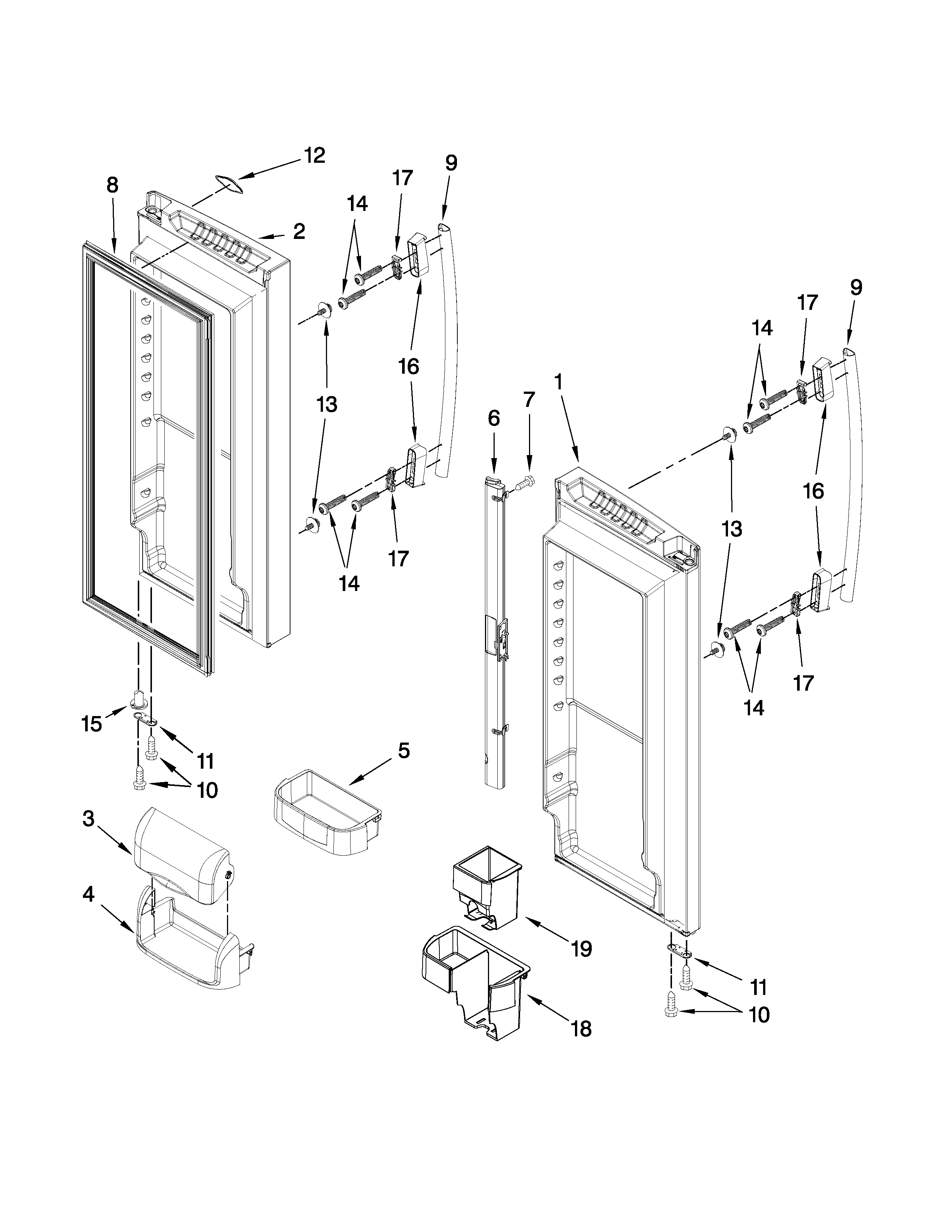 Whirlpool GX5FHDXVY00 refrigerator door parts diagram