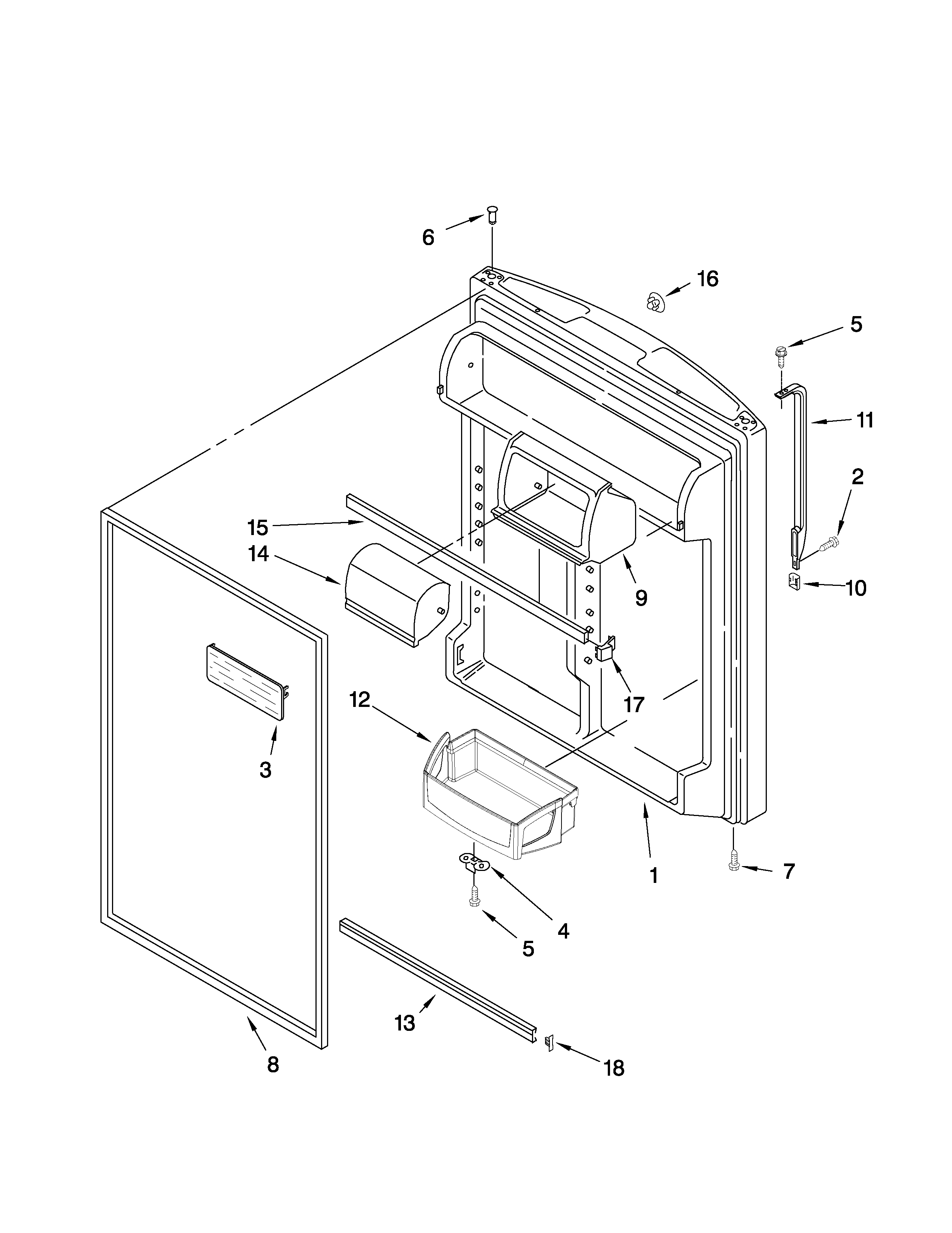 Whirlpool W9TXNMFWT00 refrigerator door parts diagram