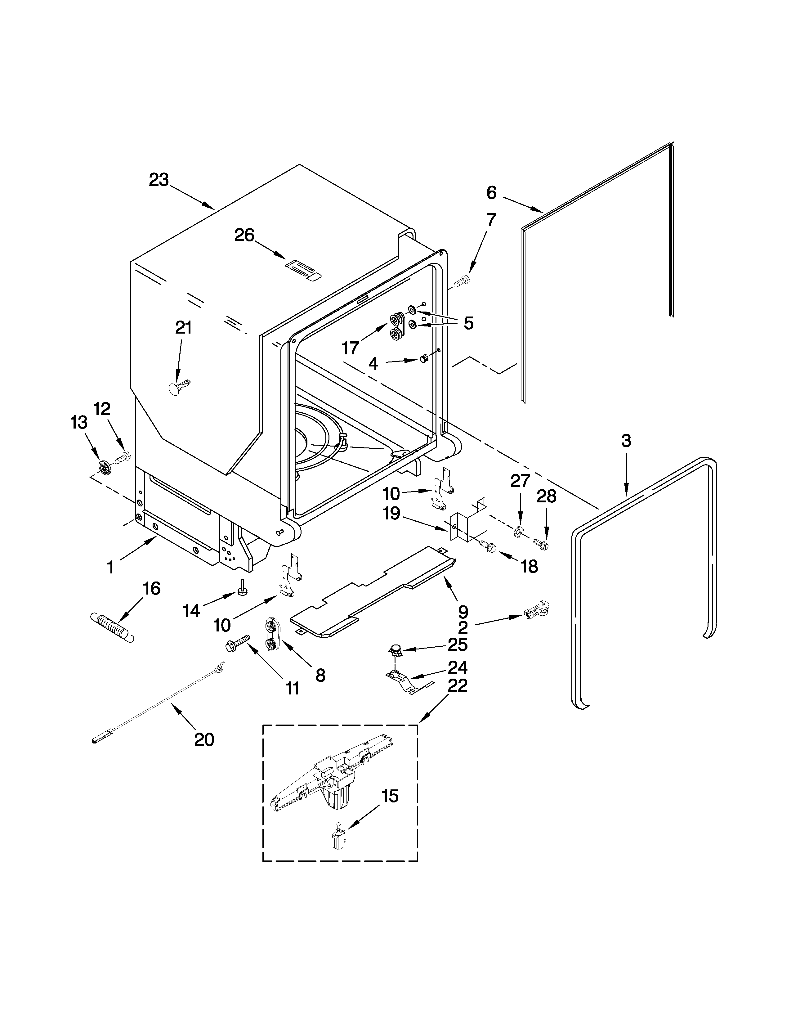 Maytag MDB8959AWB3 tub and frame parts diagram