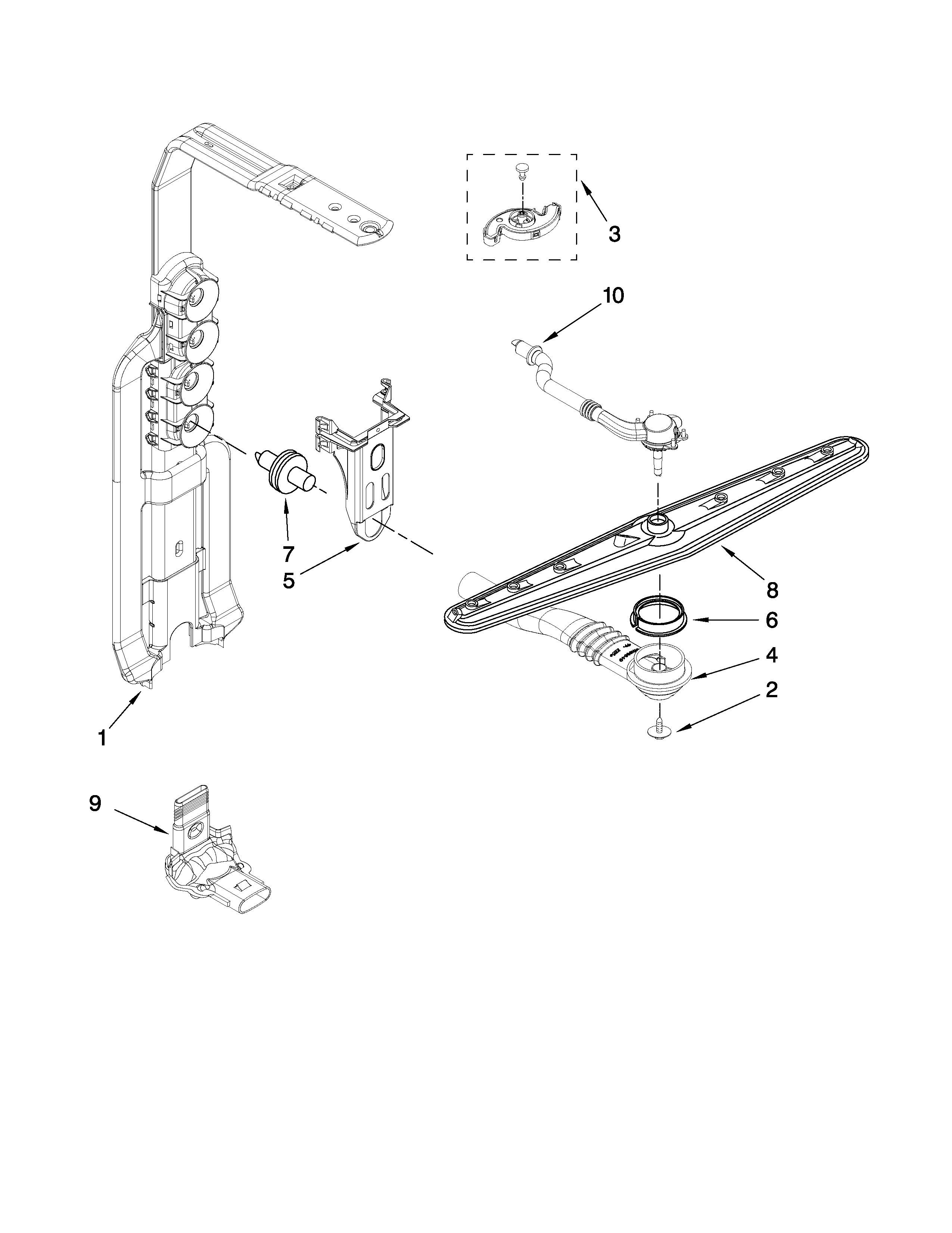 Maytag MDB8959AWB3 upper wash and rinse parts diagram