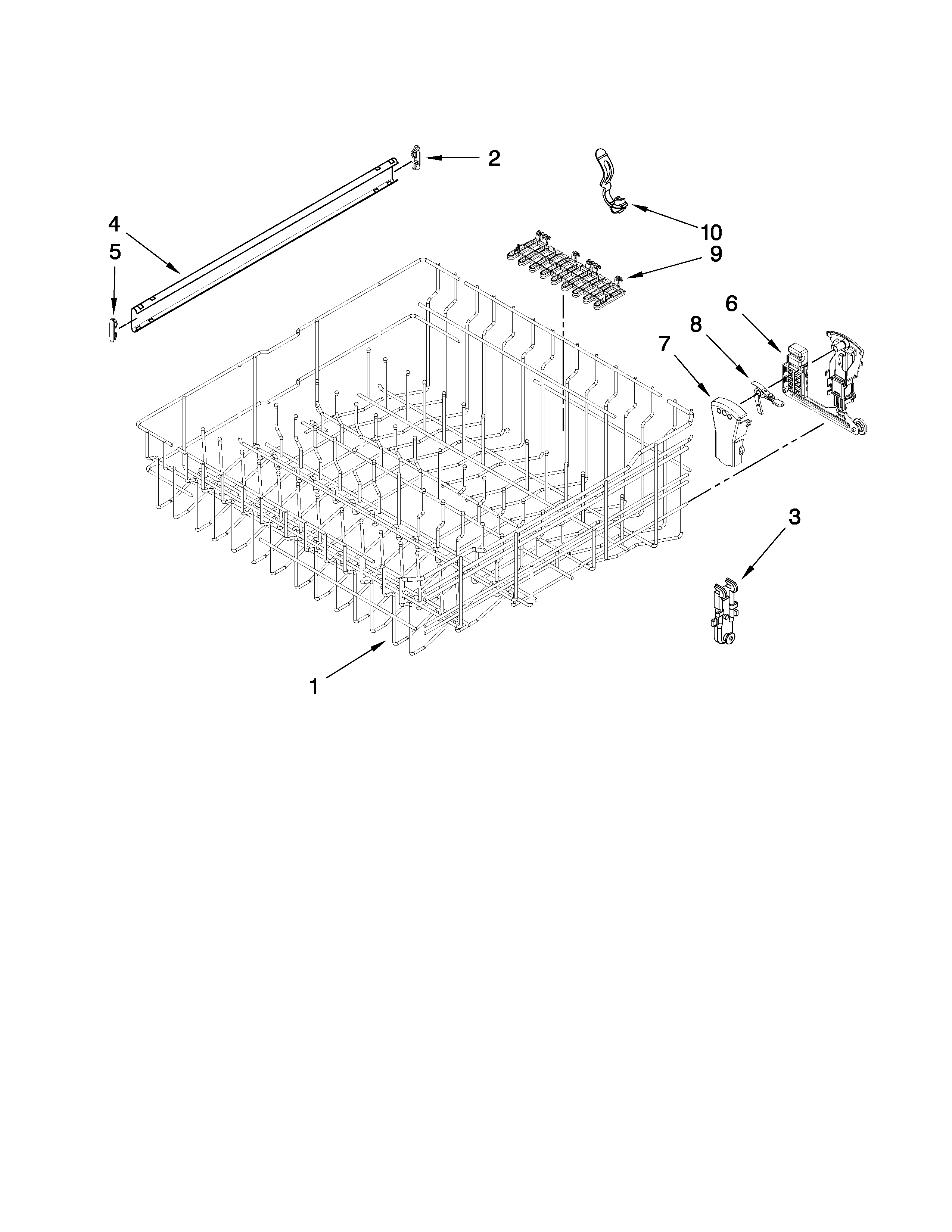 Maytag MDB8959AWB3 upper rack and track parts diagram