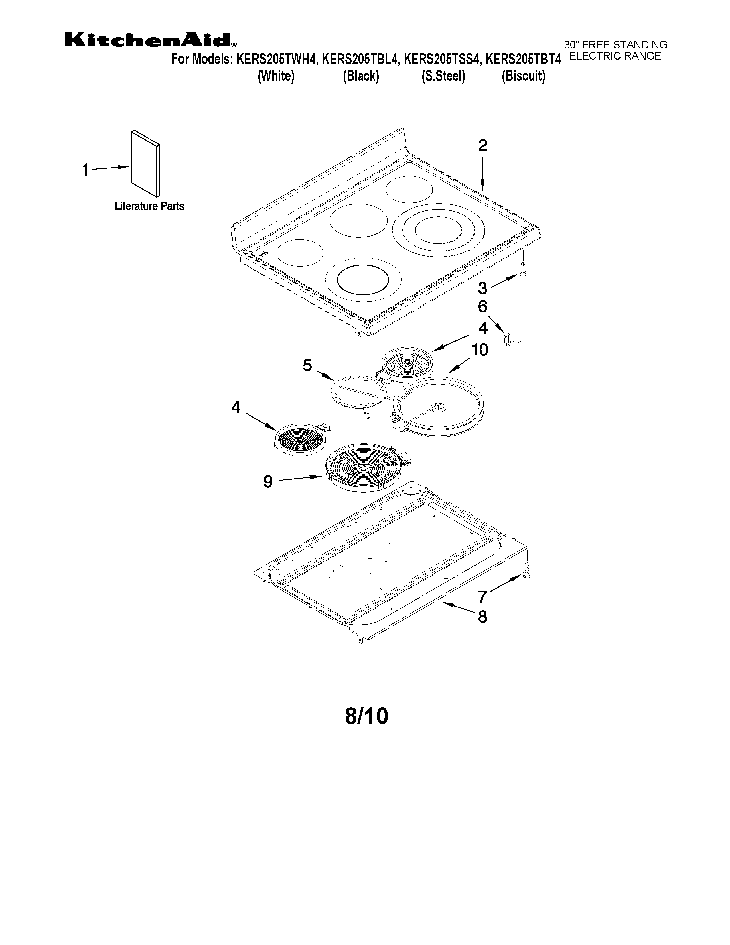KitchenAid KERS205TBT4 cooktop parts diagram