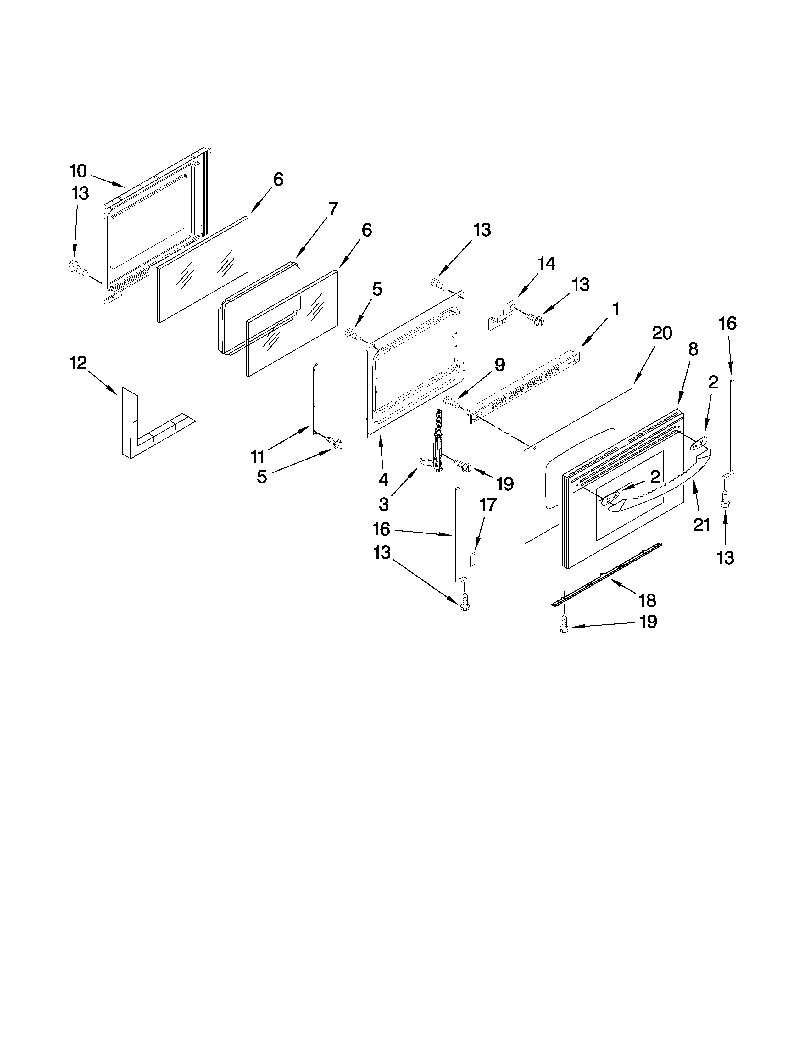 KitchenAid KERS205TBT4 door parts diagram
