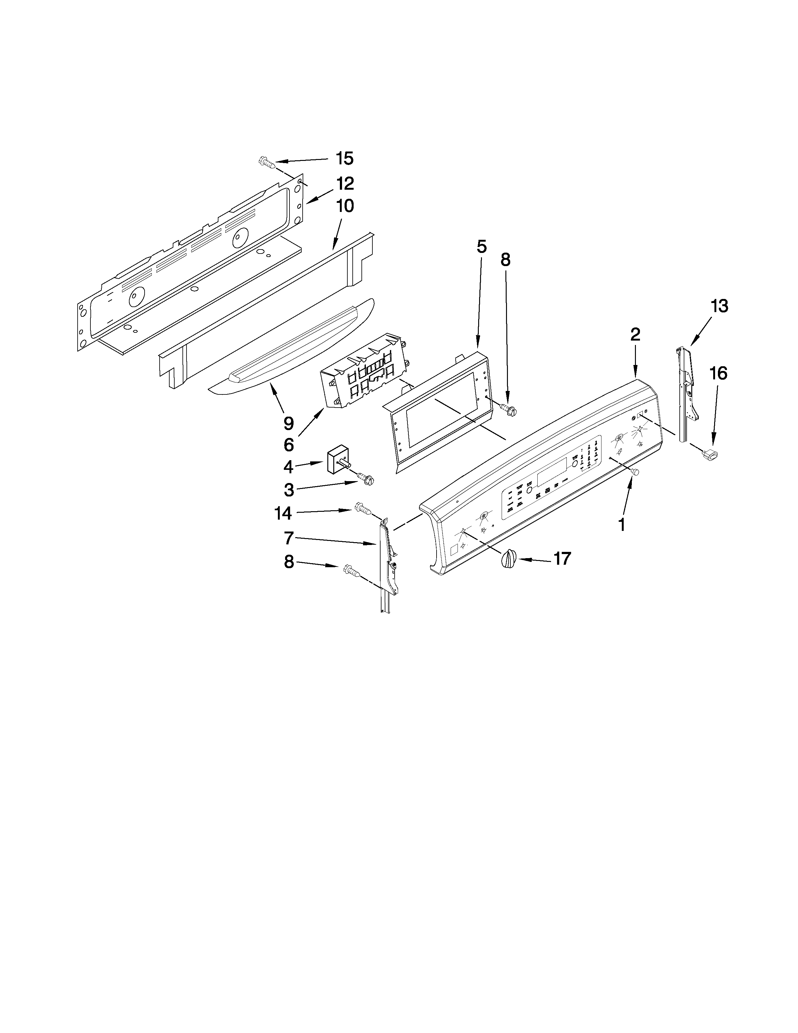 KitchenAid KERS205TWH5 control panel parts diagram