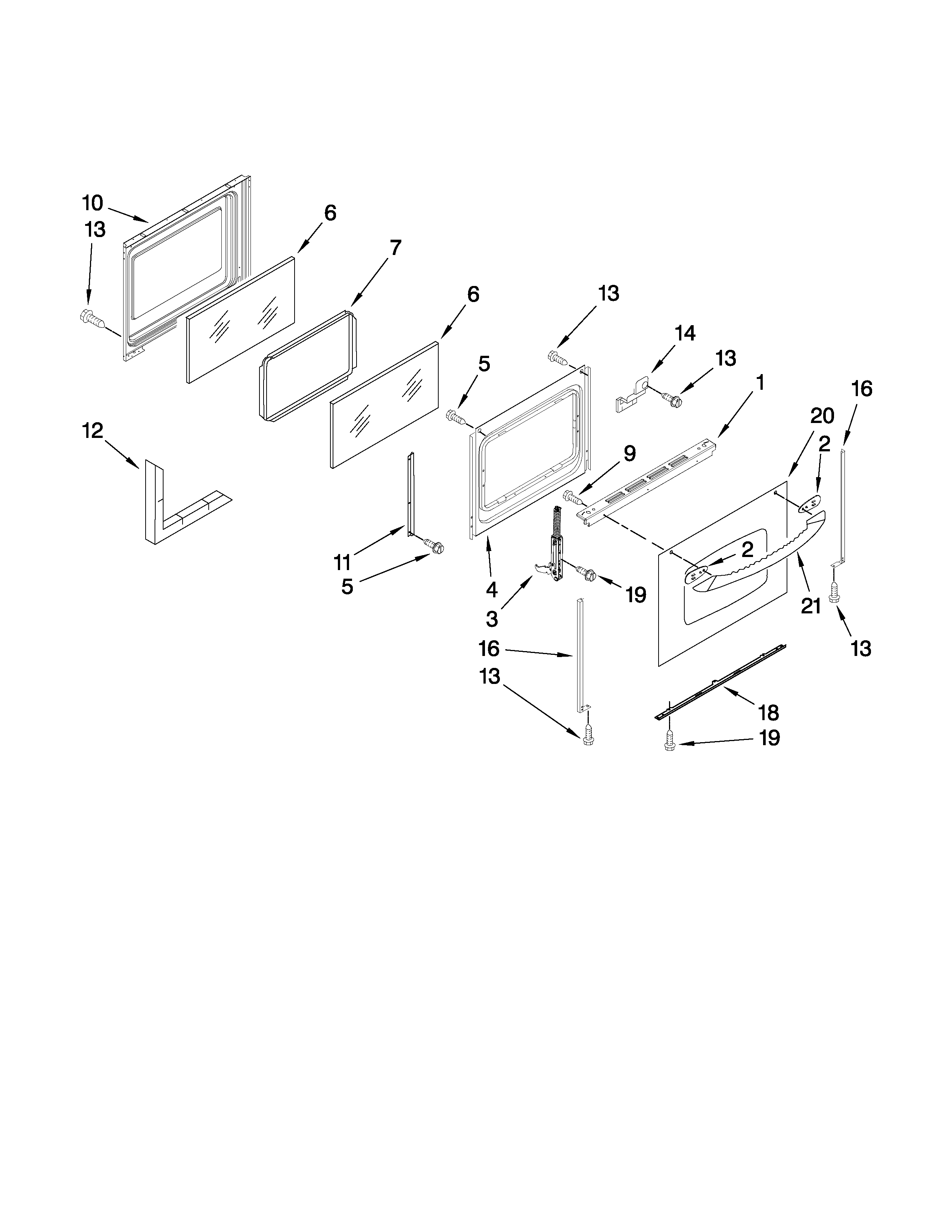 KitchenAid KERS205TWH5 door parts diagram
