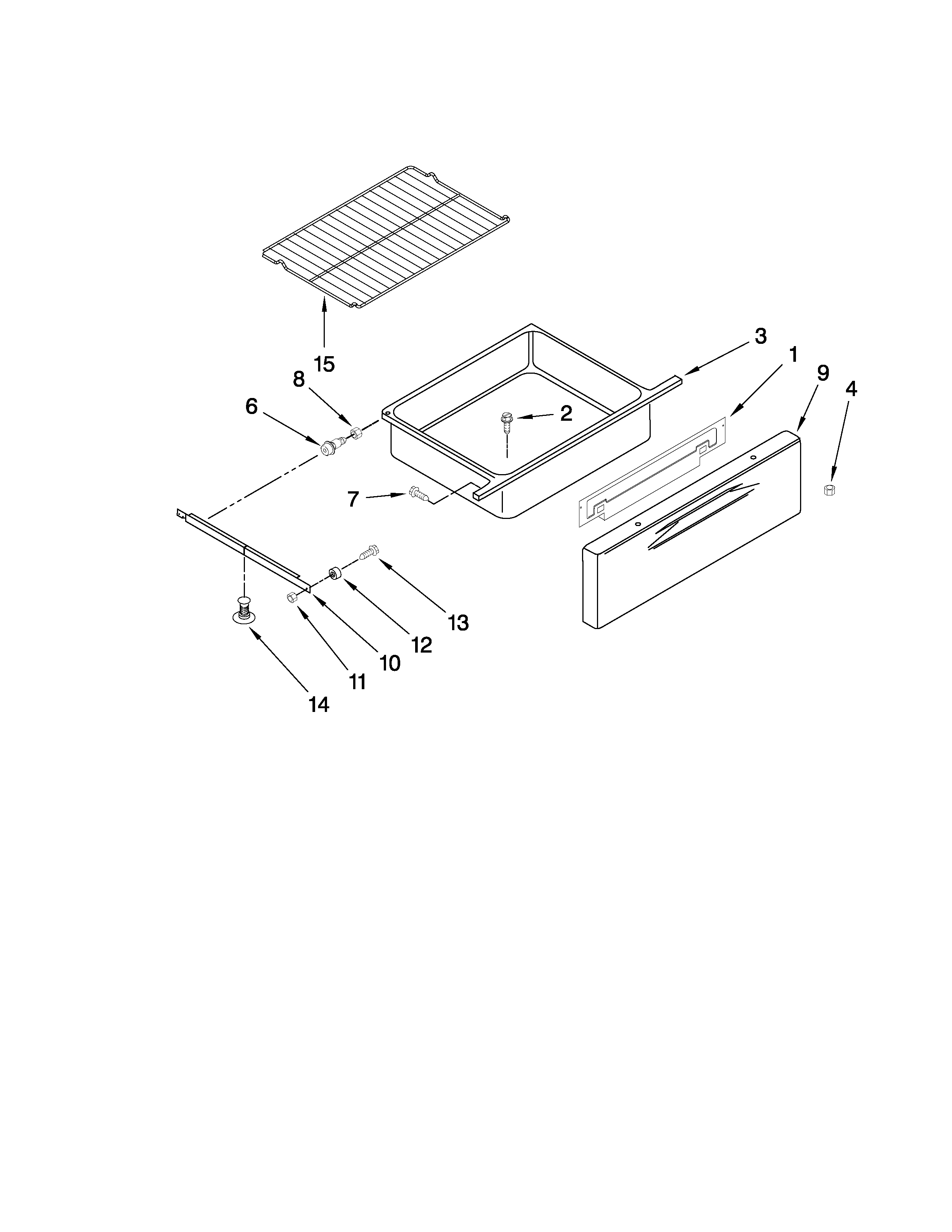 KitchenAid KERS205TWH5 drawer and rack parts diagram