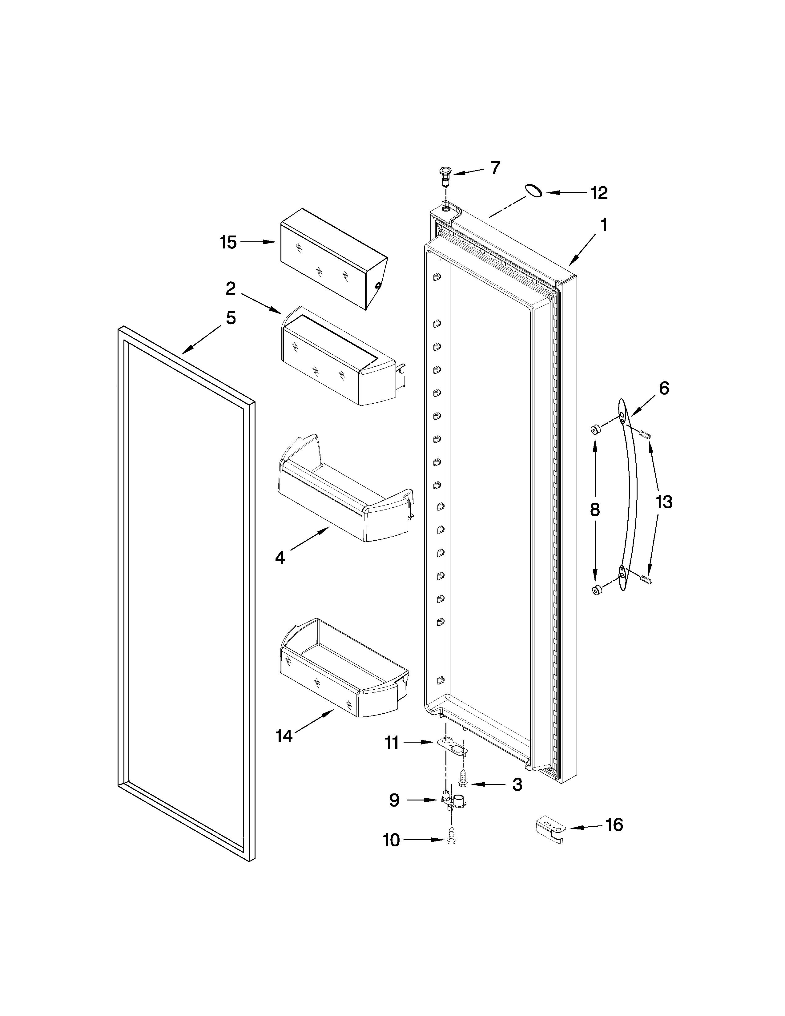 Whirlpool GSF26C5EXA00 refrigerator door parts diagram