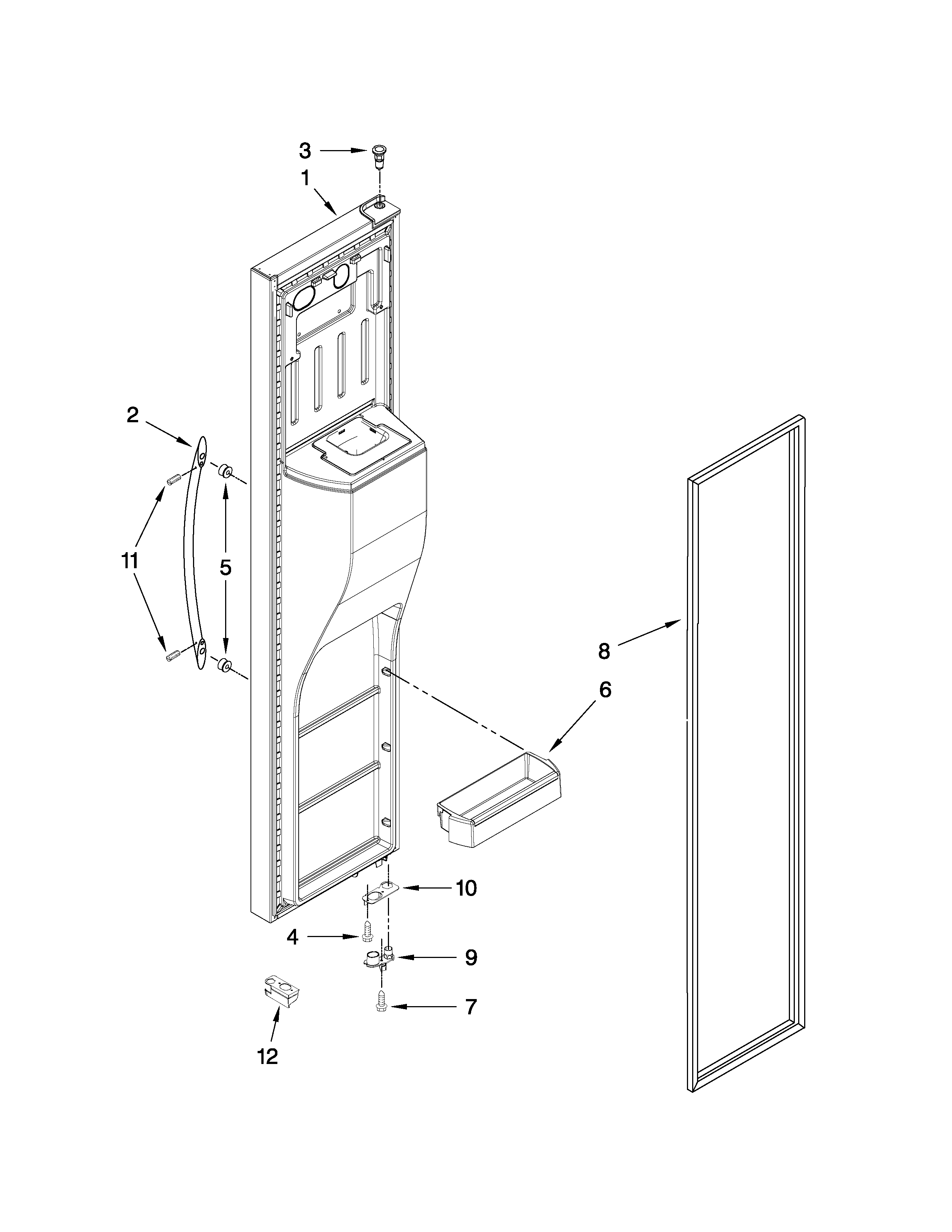 Whirlpool GSF26C5EXA00 freezer door parts diagram