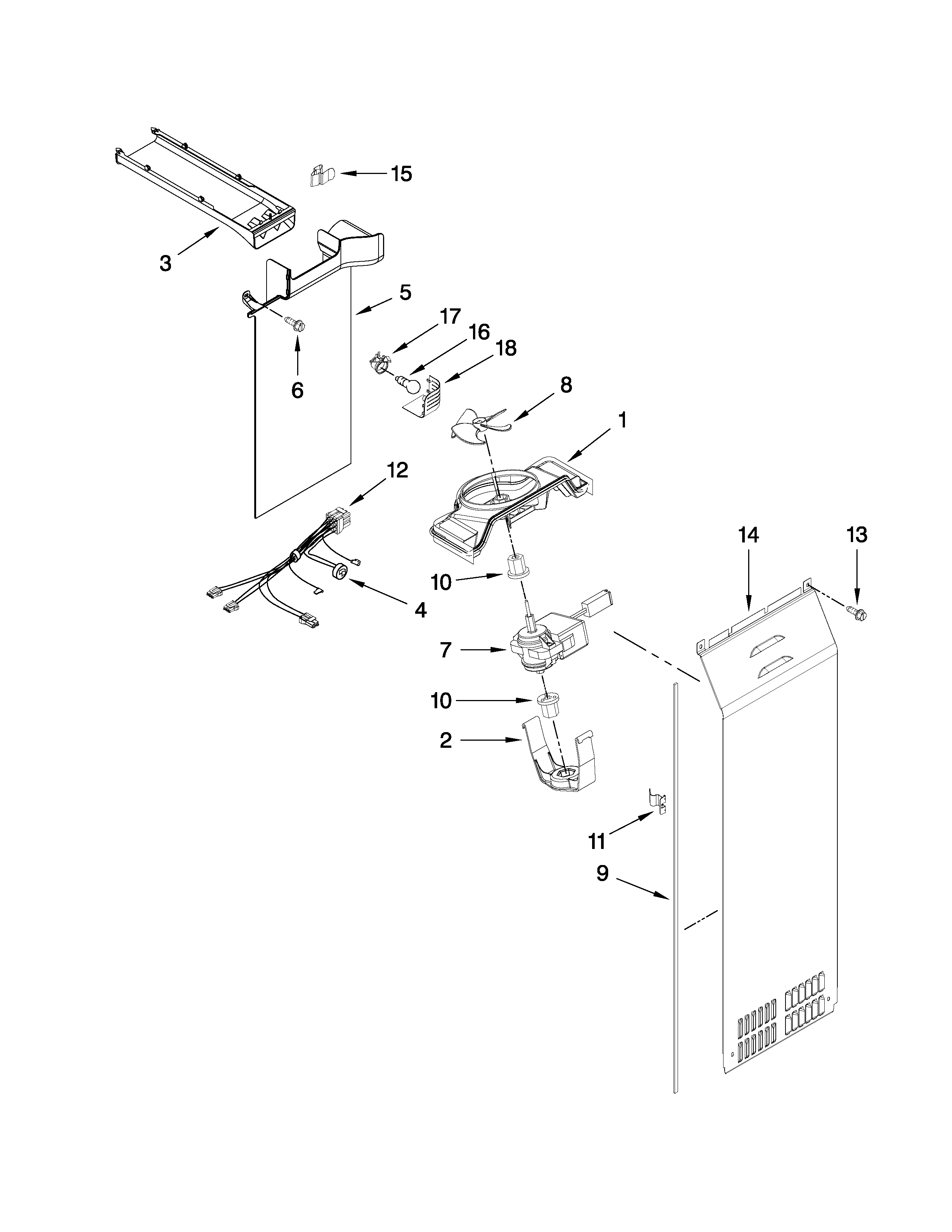 Whirlpool GSF26C5EXA00 air flow parts diagram