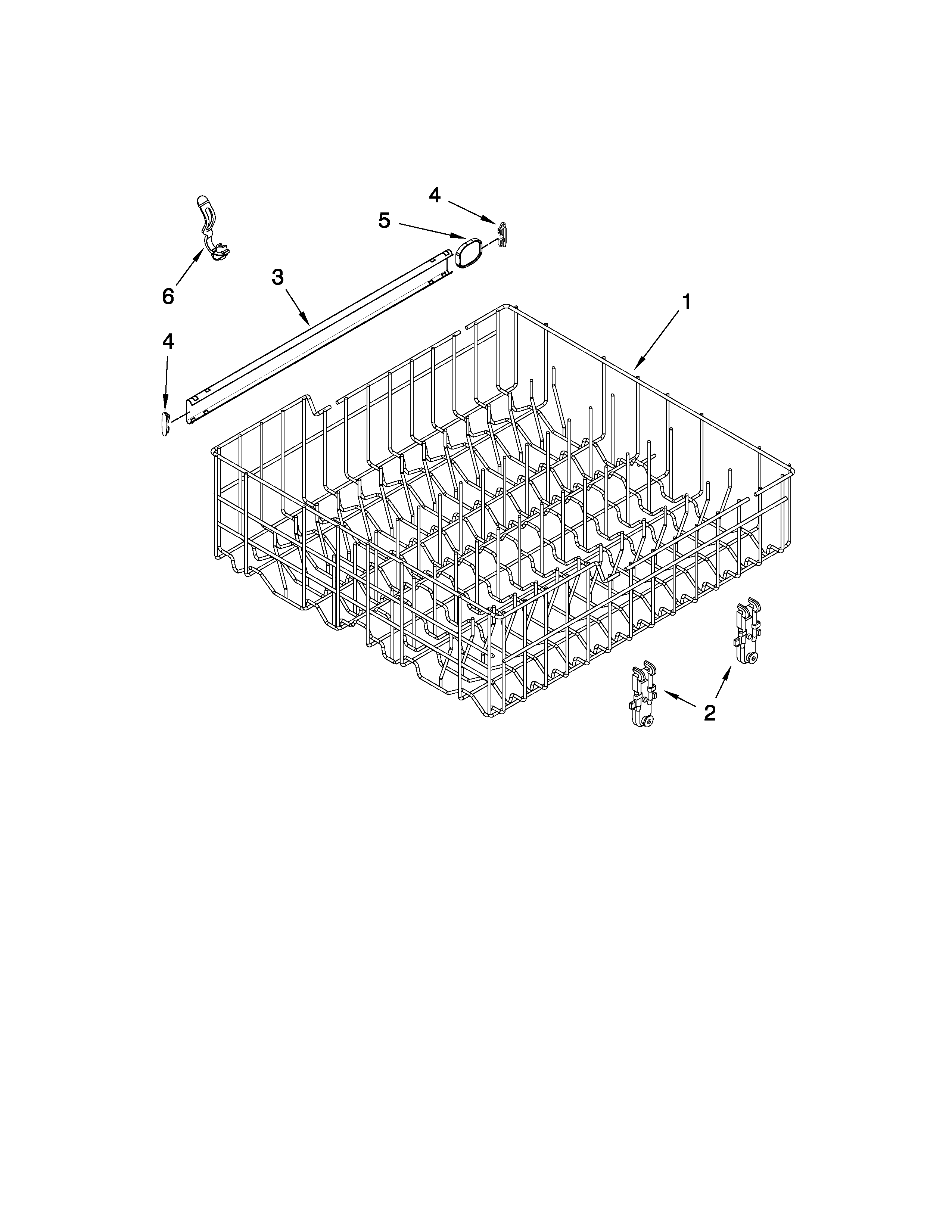 Magic Chef CDB7000AWB1 upper rack and track parts diagram