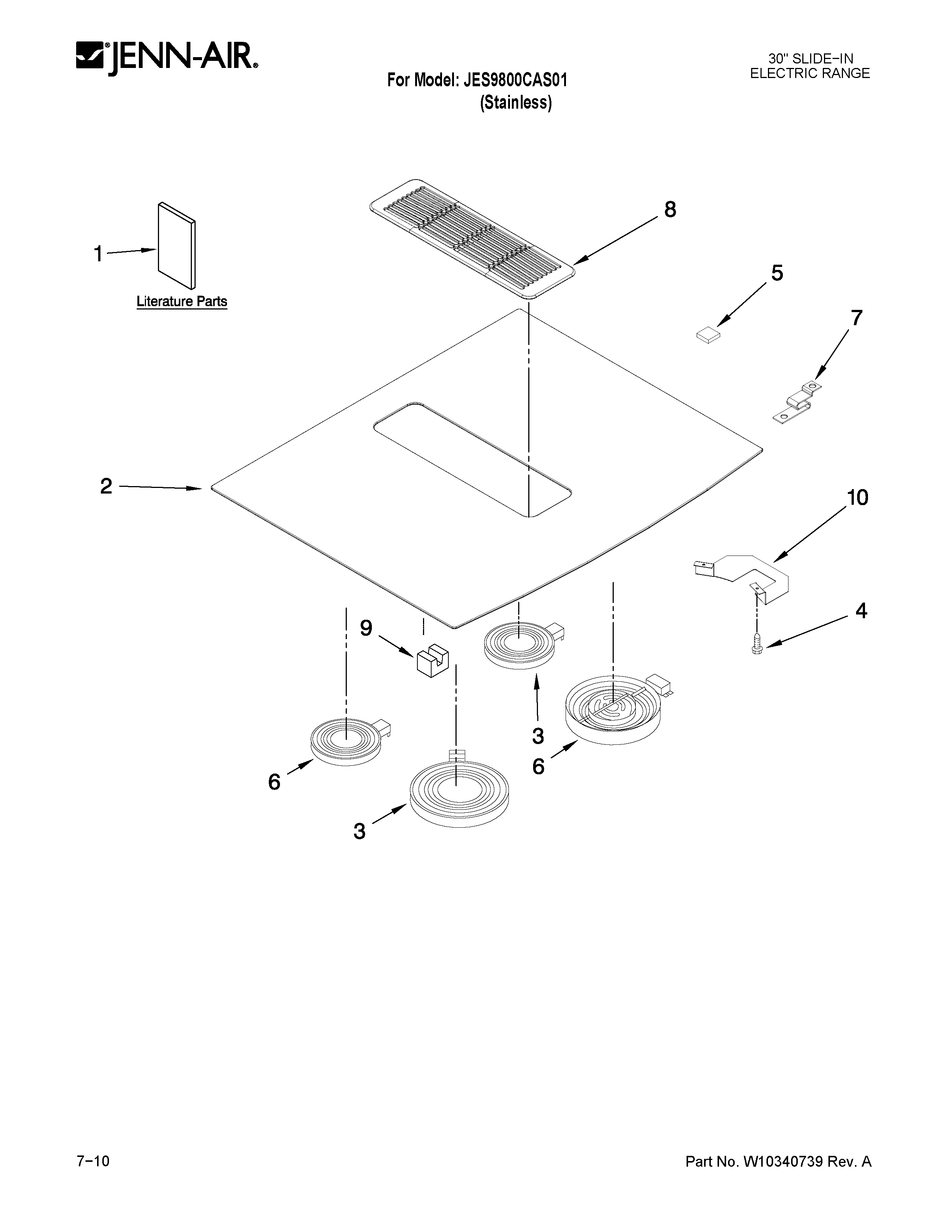 Jenn-Air JES9800CAS01 cooktop parts diagram