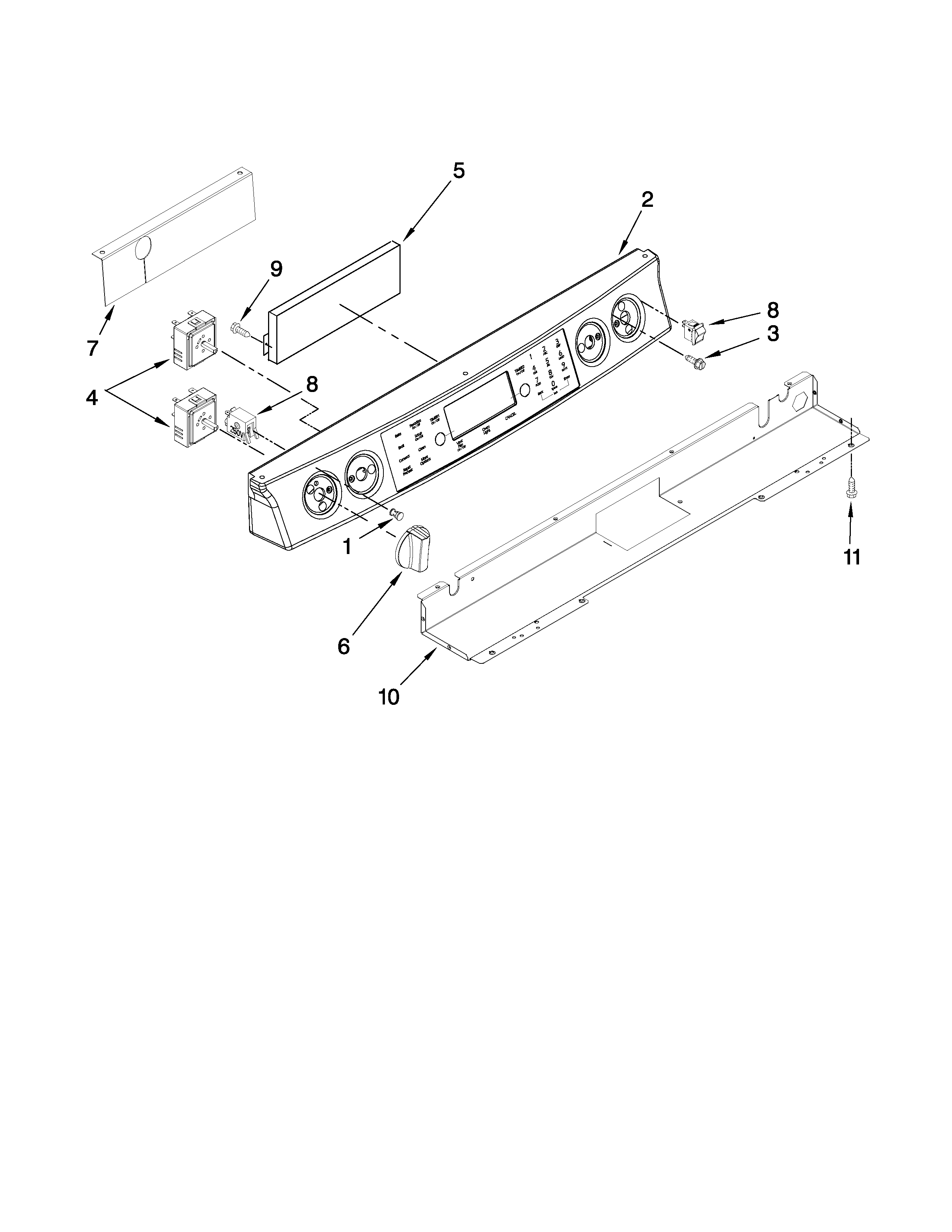 Jenn-Air JES9800CAS01 control panel parts diagram