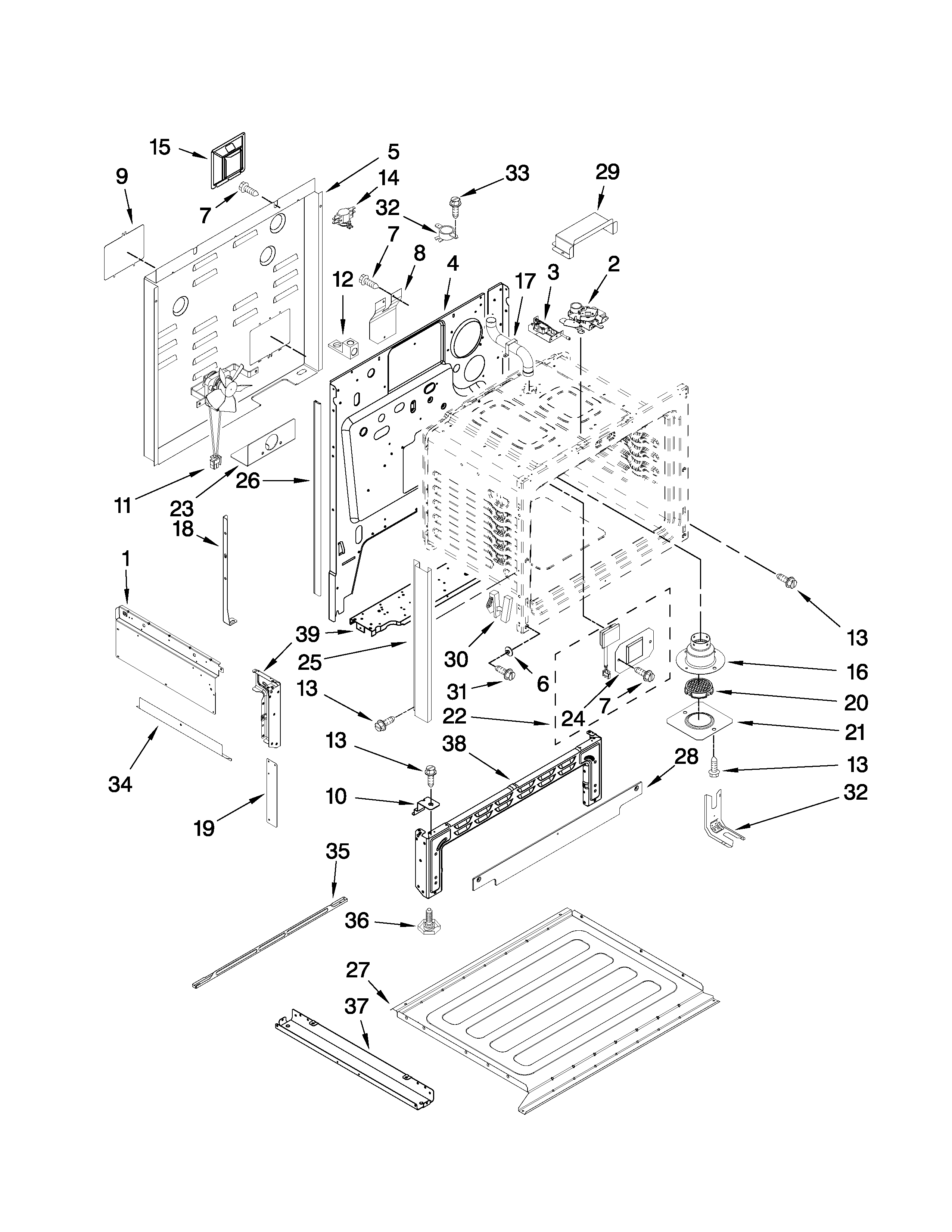 Jenn-Air JES9800CAS01 chassis parts diagram