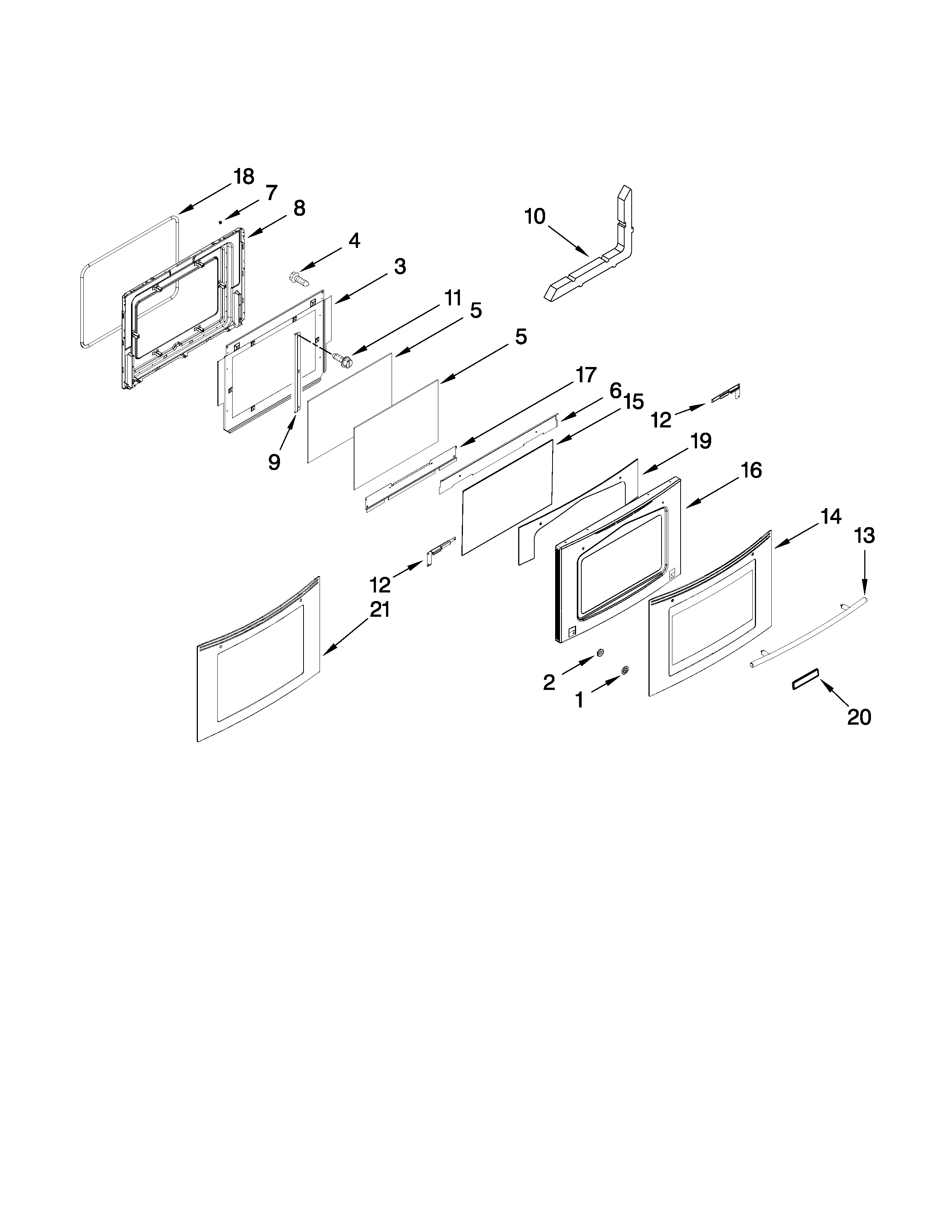 Jenn-Air JES9800CAS01 door parts diagram