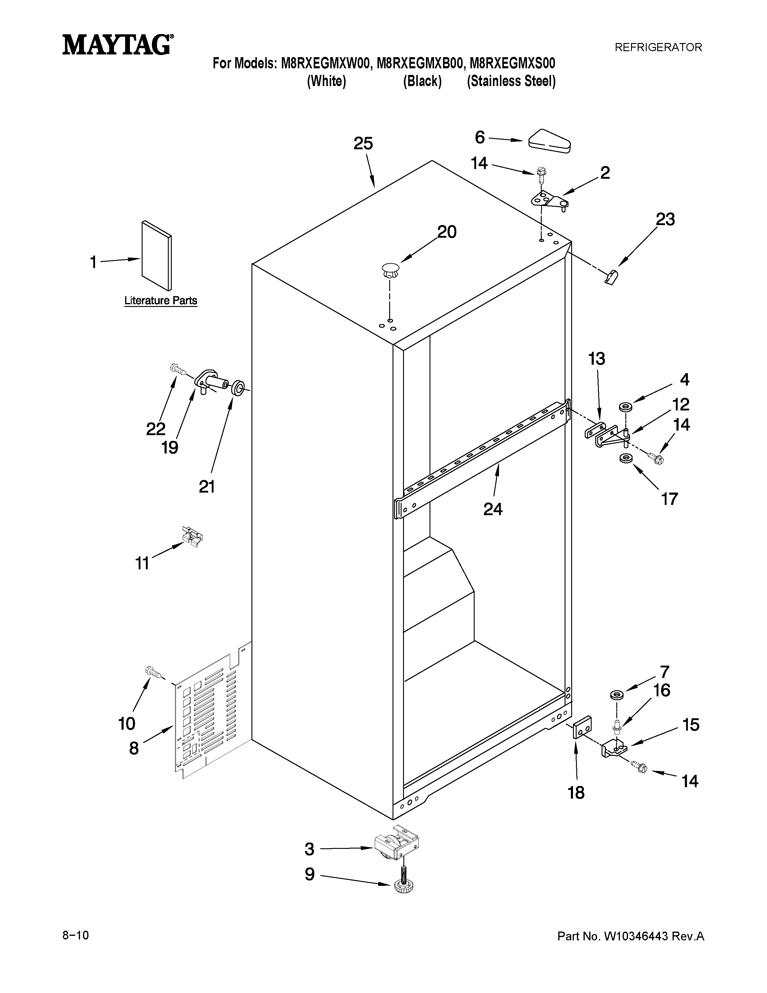 Maytag M8RXEGMXS00 cabinet parts diagram