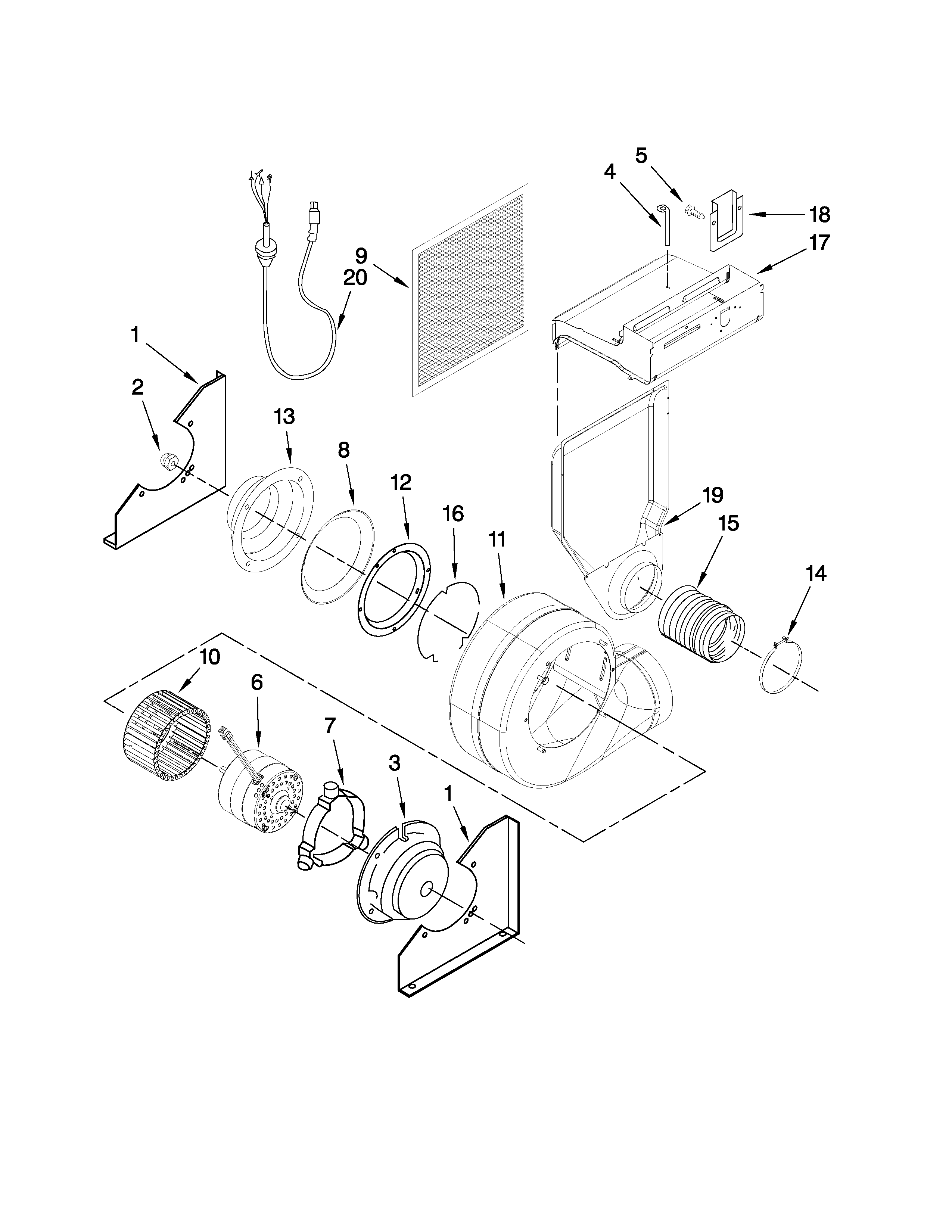 Jenn-Air JES9860CAS01 blower assembly parts diagram
