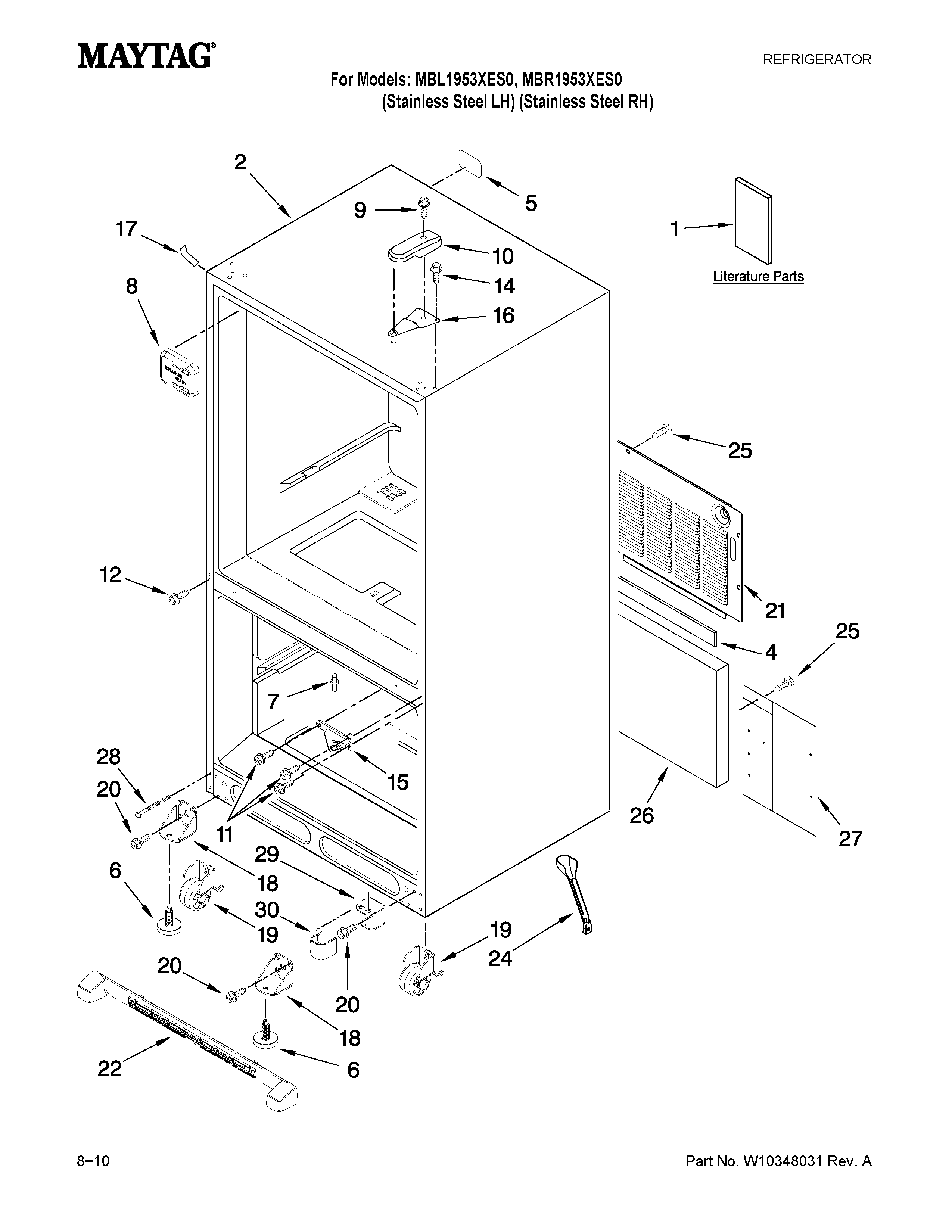 Maytag MBR1953XES0 cabinet parts diagram