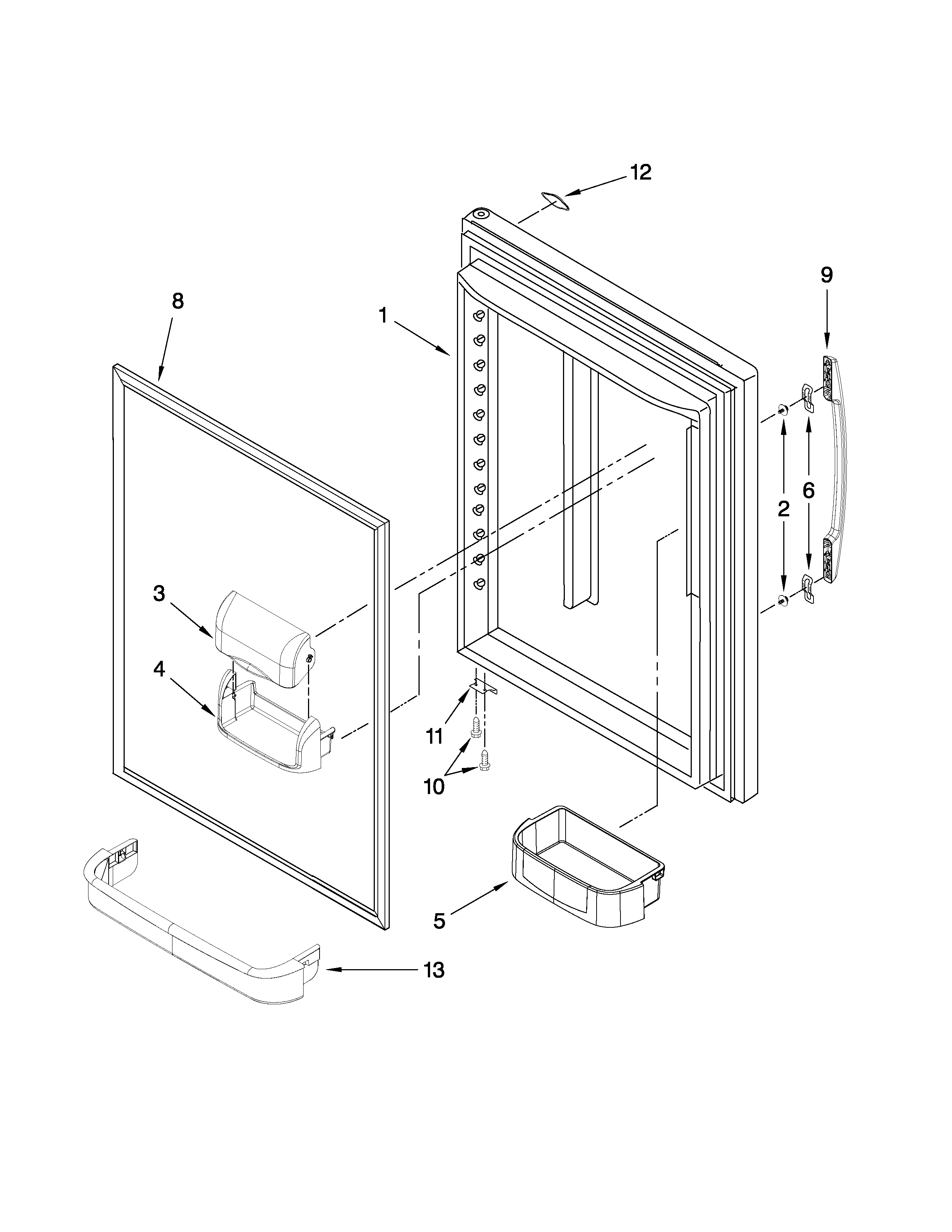 Maytag MBR1953XES0 refrigerator door parts diagram