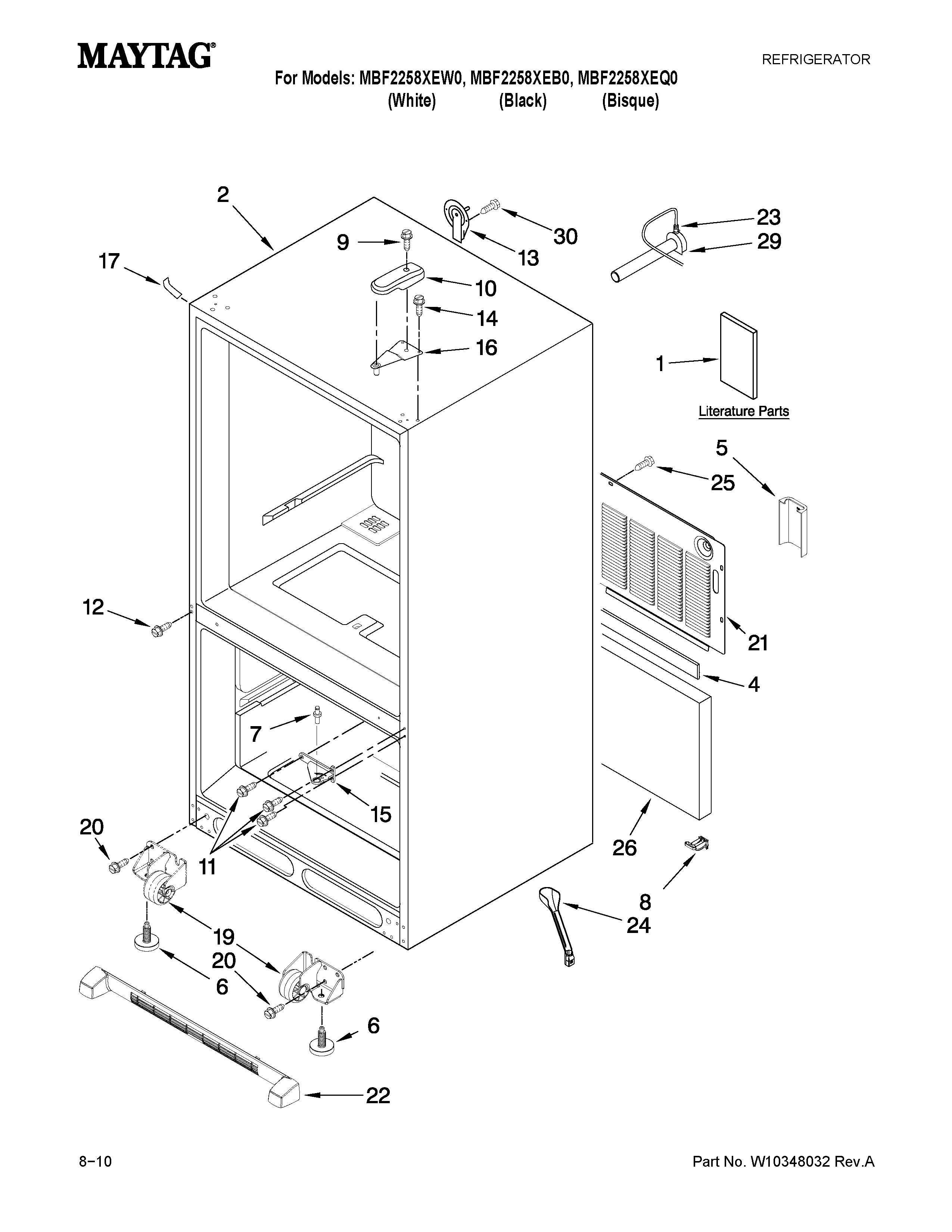 Maytag MBF2258XEB0 cabinet parts diagram
