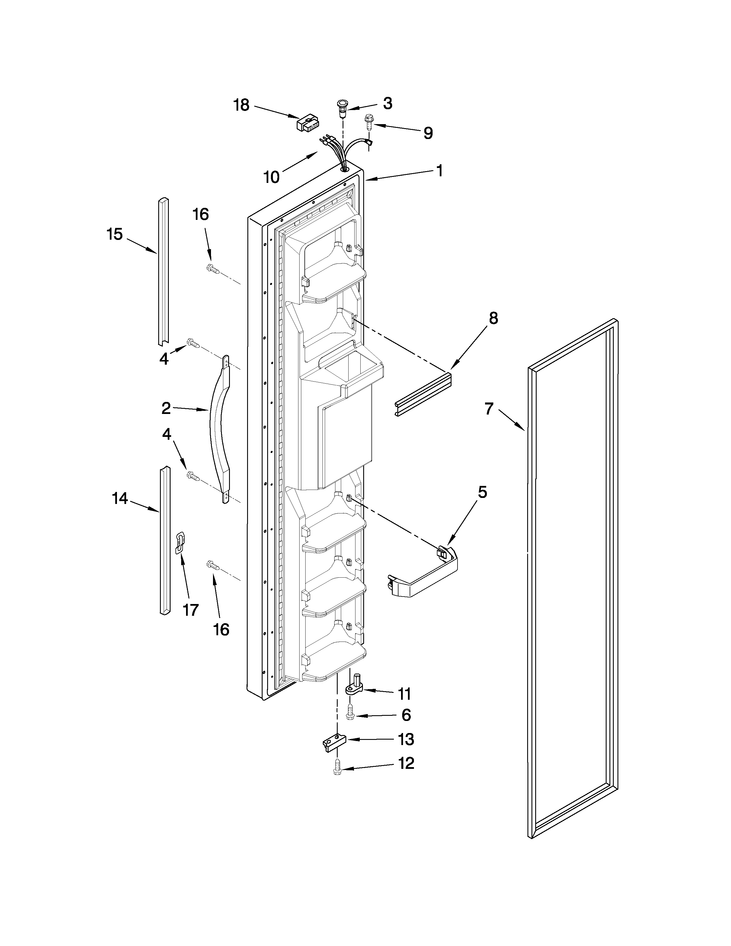 Whirlpool ED5VHEXVL01 freezer door parts diagram