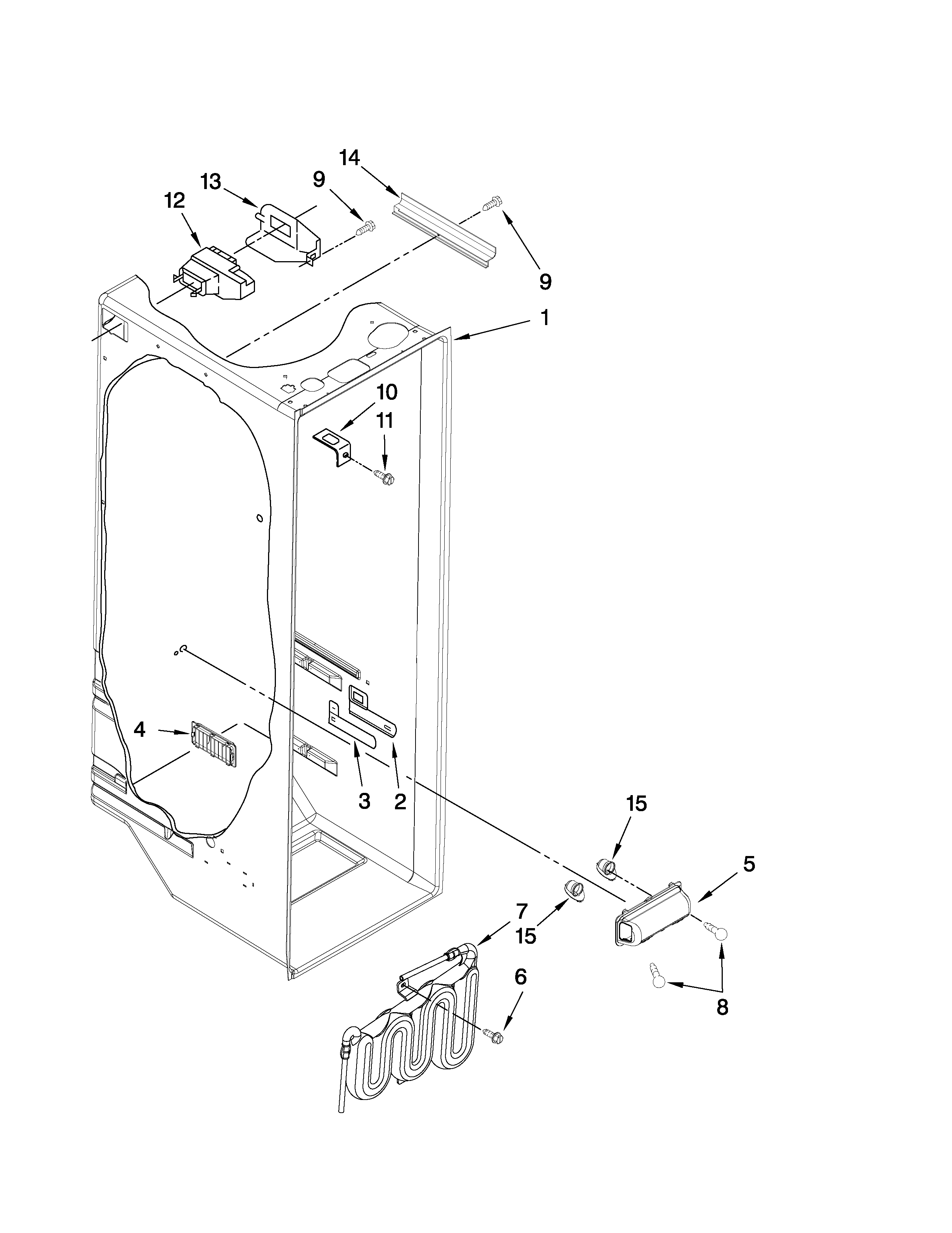 Whirlpool ED5LHAXWT00 refrigerator liner parts diagram