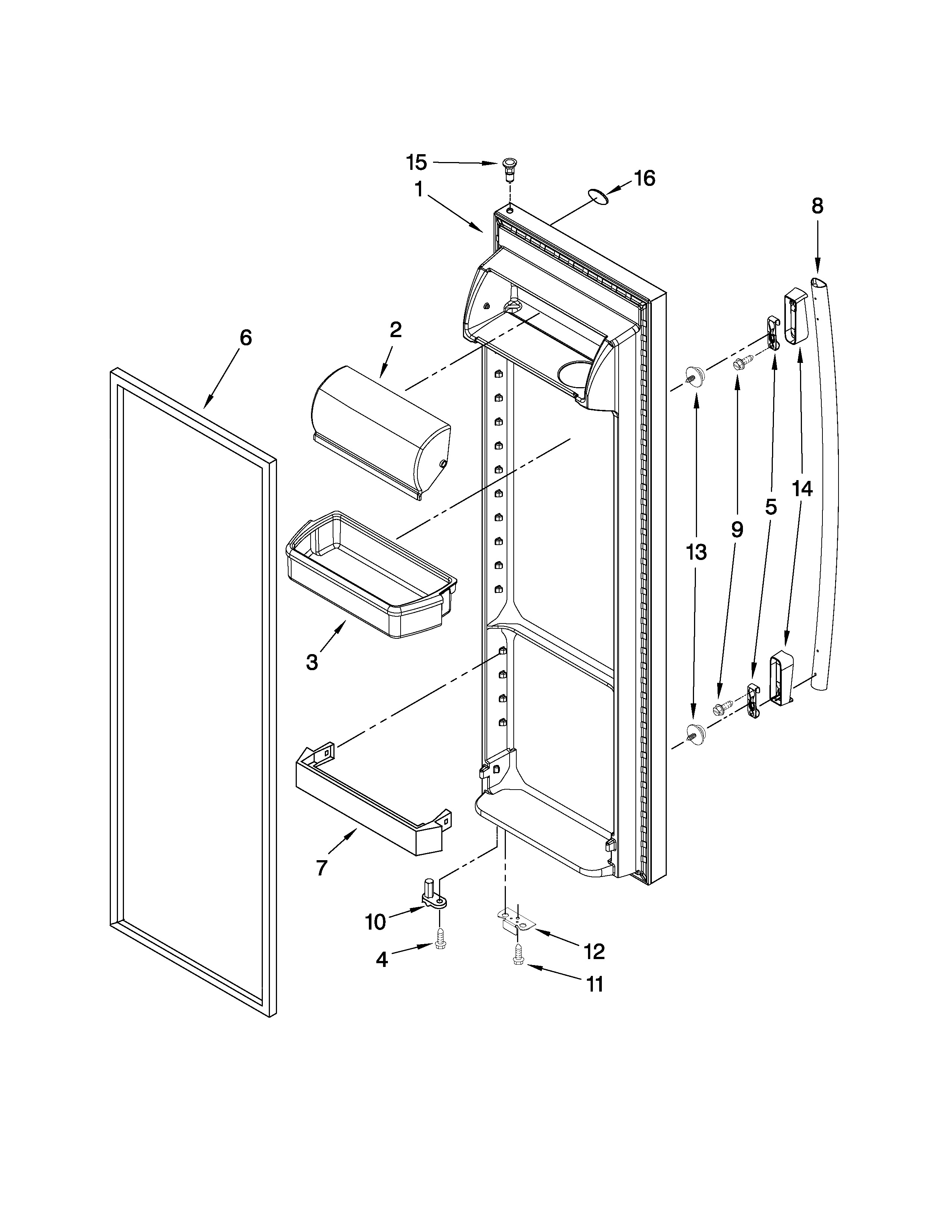 Whirlpool ED5LHAXWT00 refrigerator door parts diagram