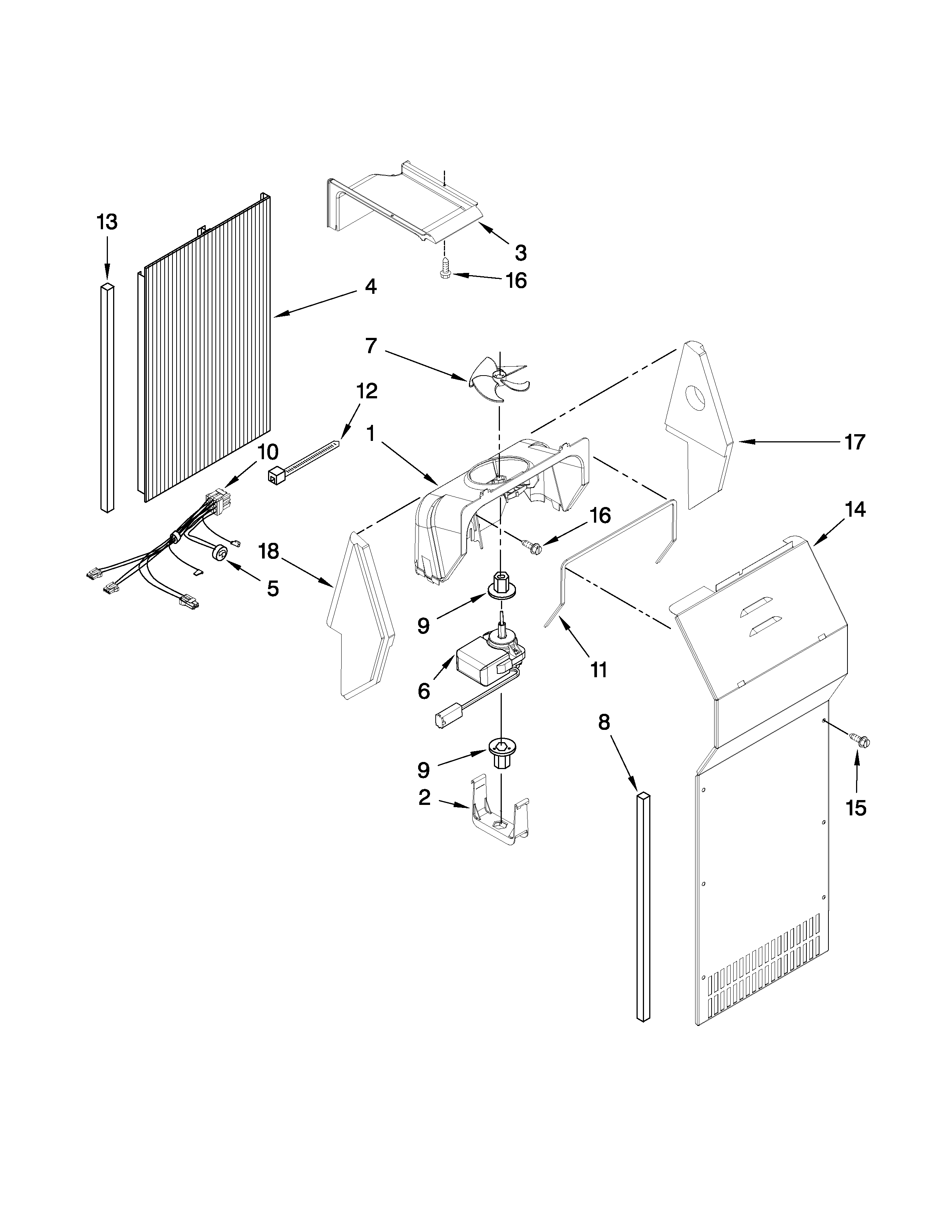 Whirlpool ED5LHAXWT00 air flow parts diagram