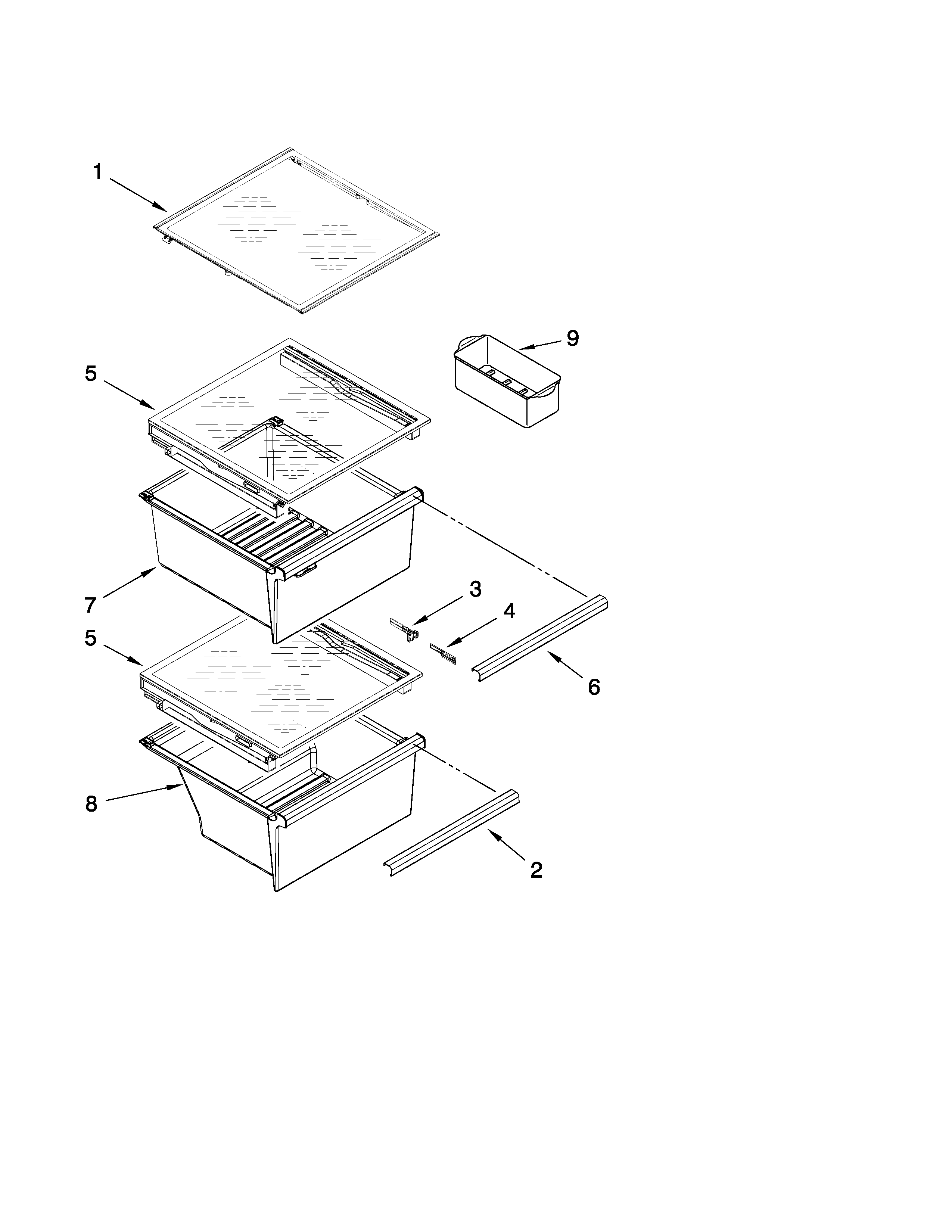 Whirlpool 6WSC21N4XY00 refrigerator shelf parts diagram