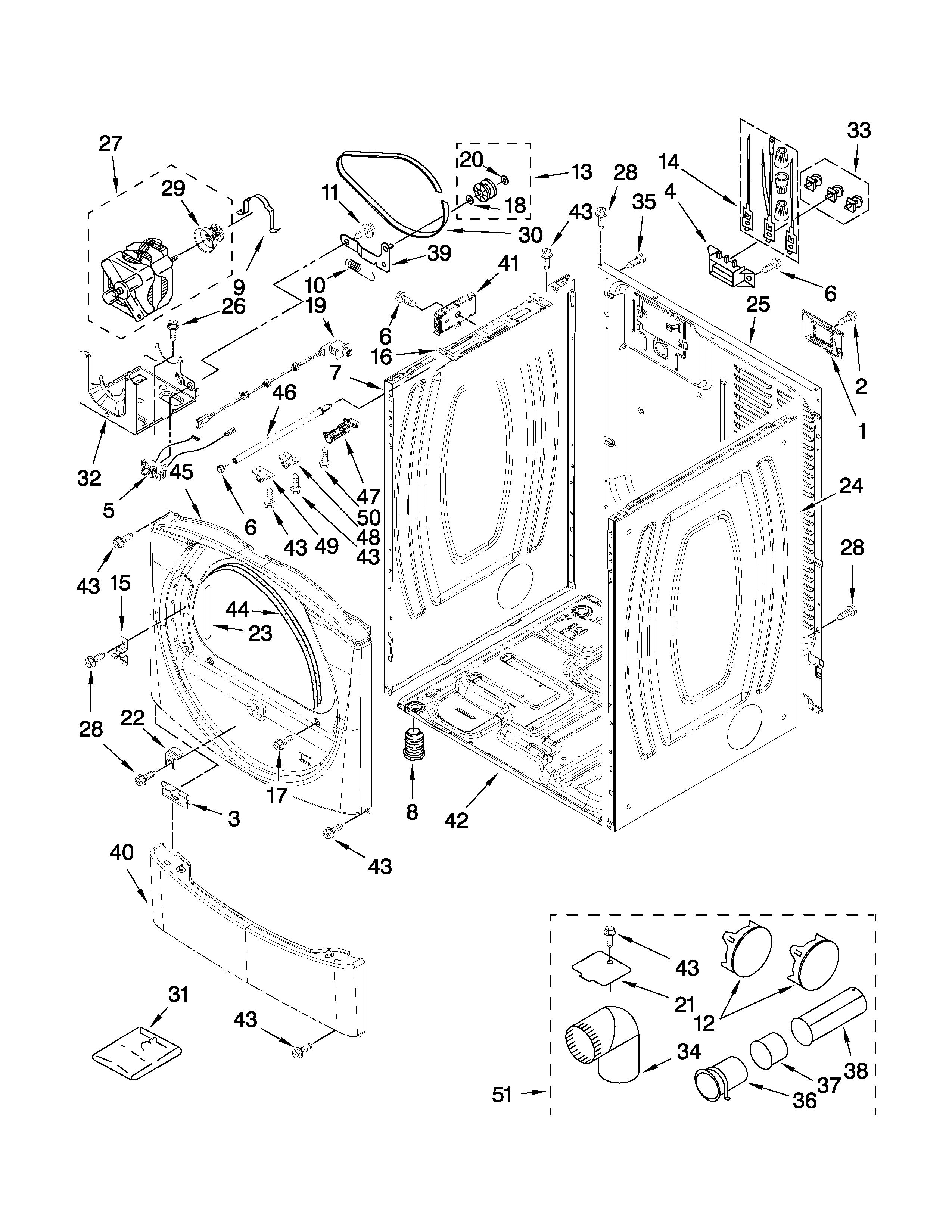 Whirlpool WED9250WL1 cabinet parts diagram