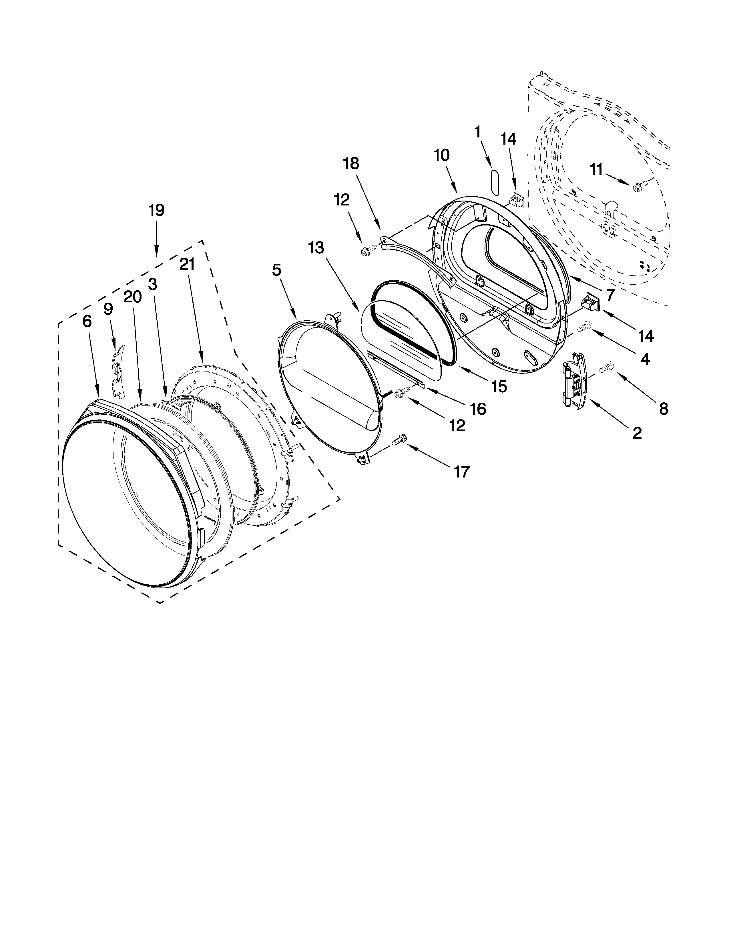 Whirlpool WED9250WL1 door parts diagram