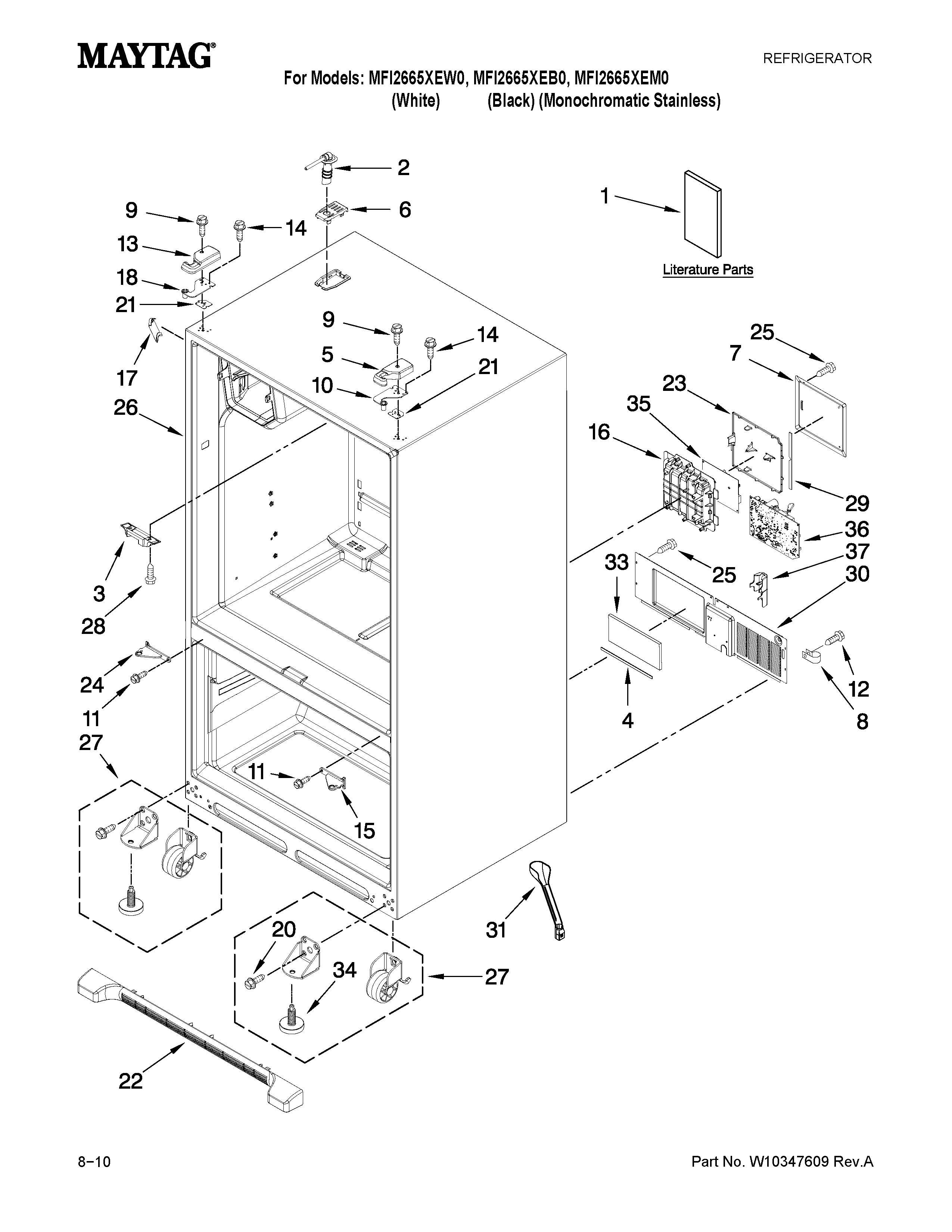 Maytag MFI2665XEB0 cabinet parts diagram
