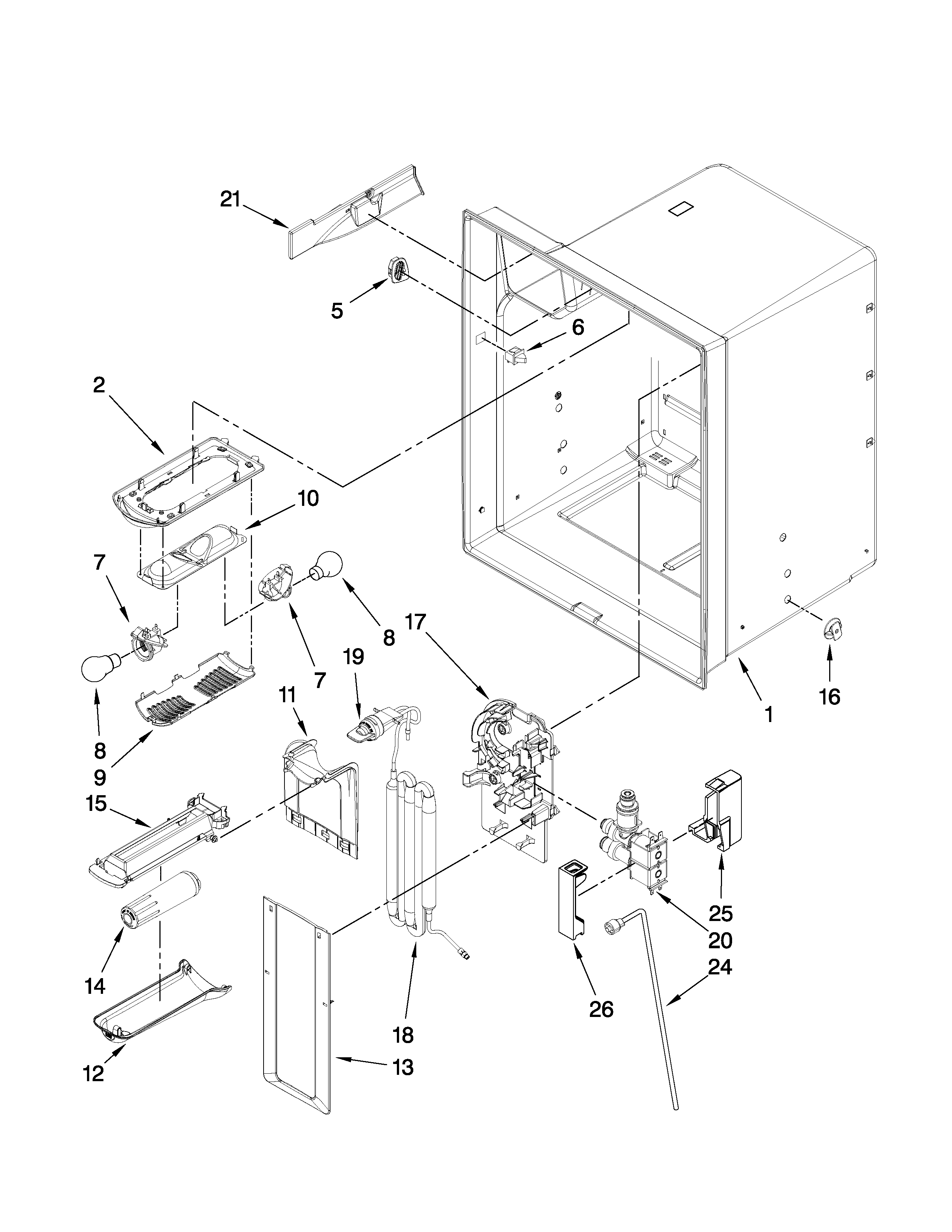 Maytag MFI2665XEB0 refrigerator liner parts diagram