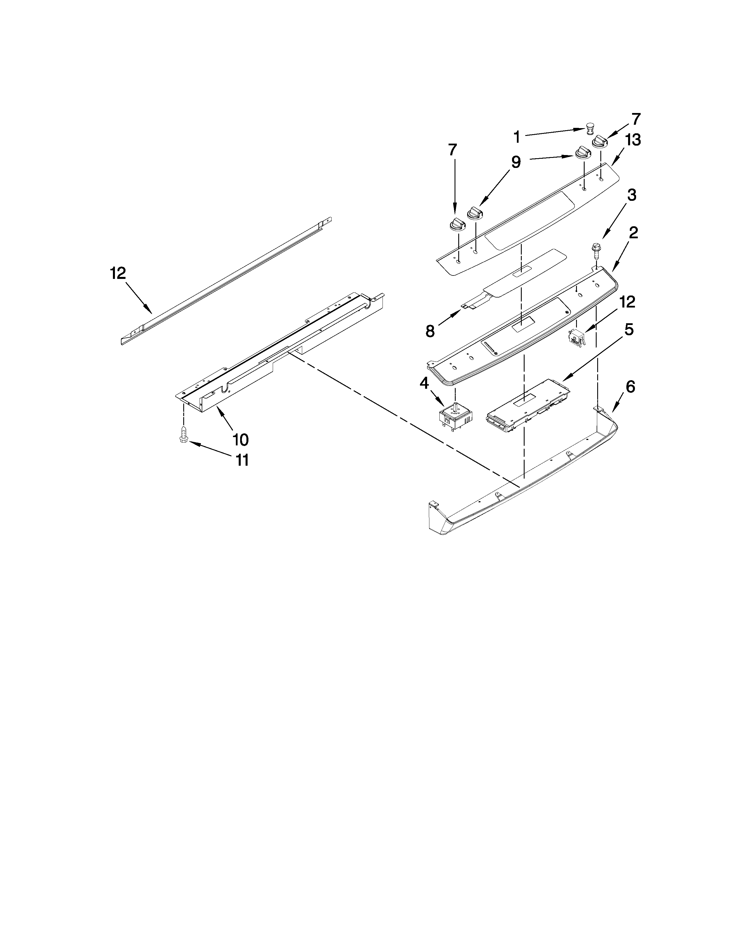 Whirlpool GY399LXUB0 control panel parts diagram