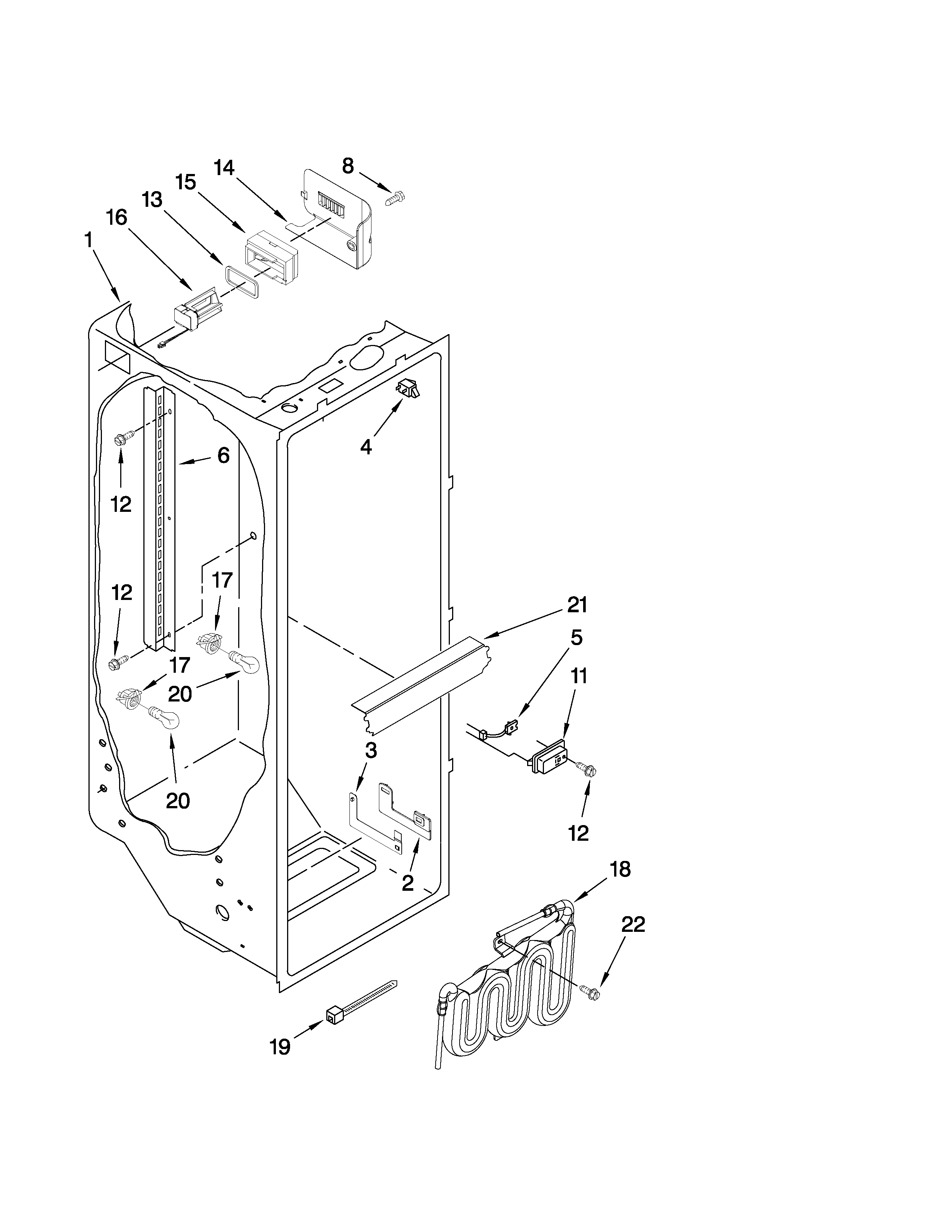 Whirlpool GC5SHAXVQ01 refrigerator liner parts diagram