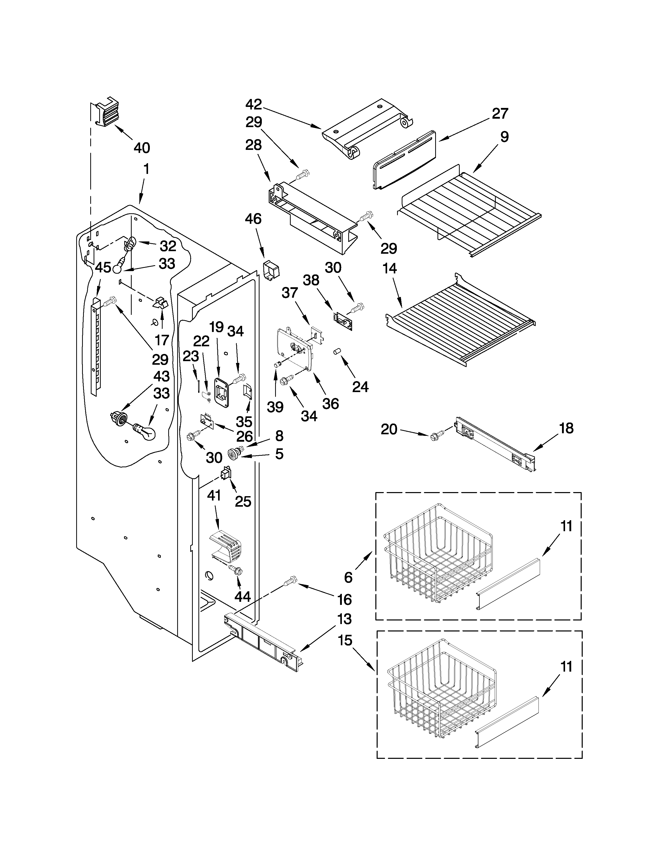 Whirlpool GC5SHAXVQ01 freezer liner parts diagram