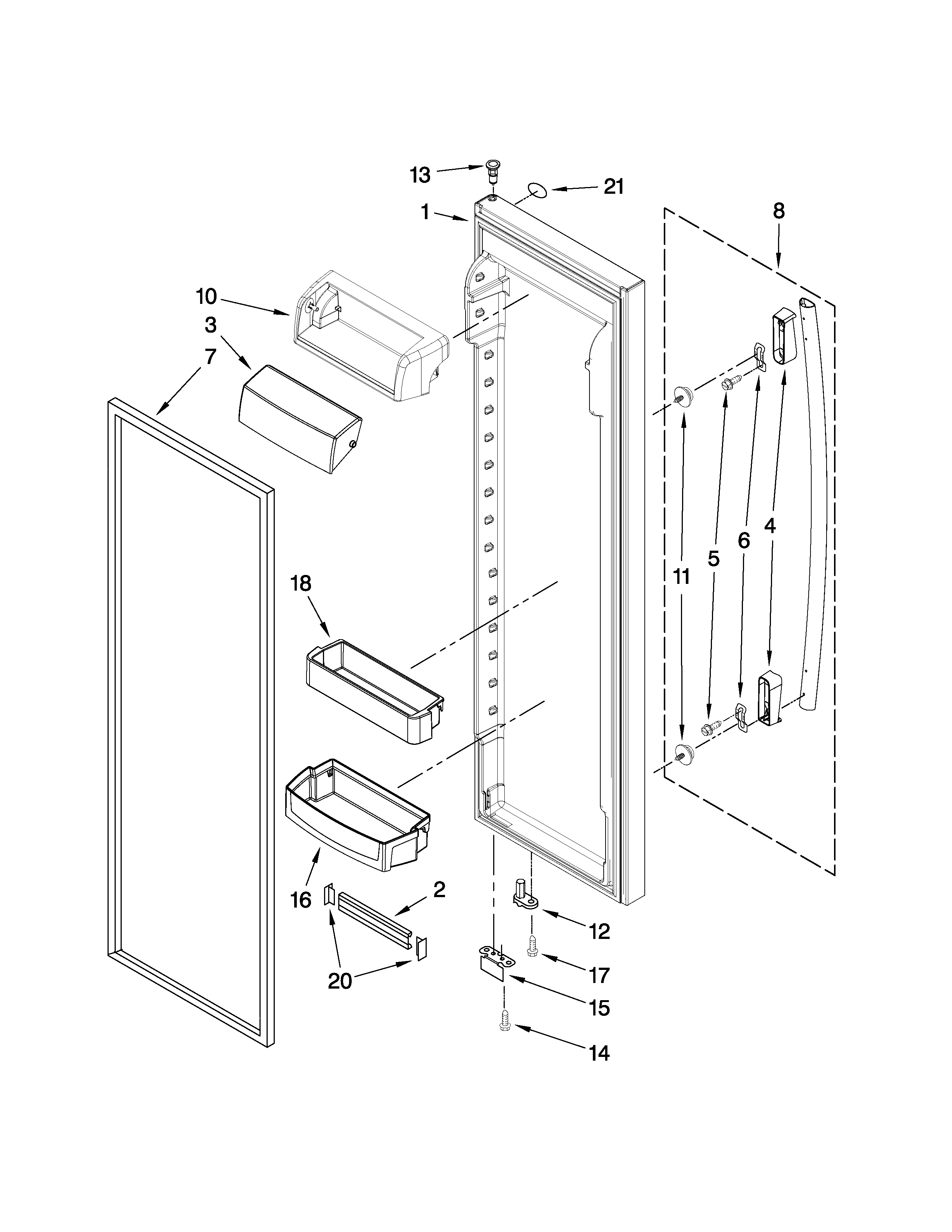 Whirlpool GC5SHAXVQ01 refrigerator door parts diagram