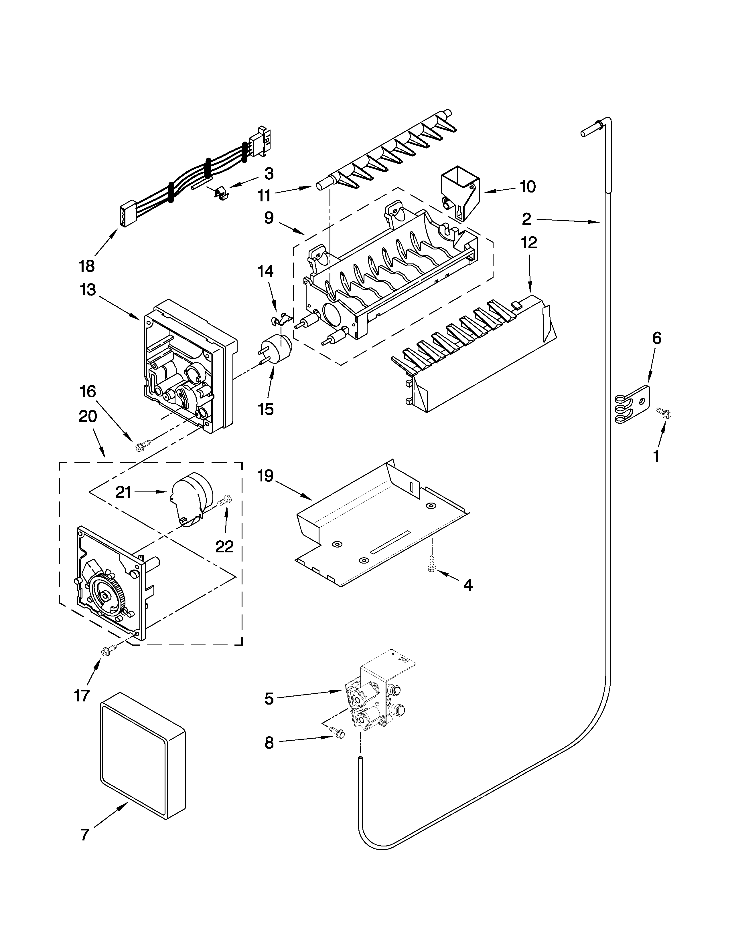 Whirlpool GC5SHAXVQ01 icemaker parts diagram