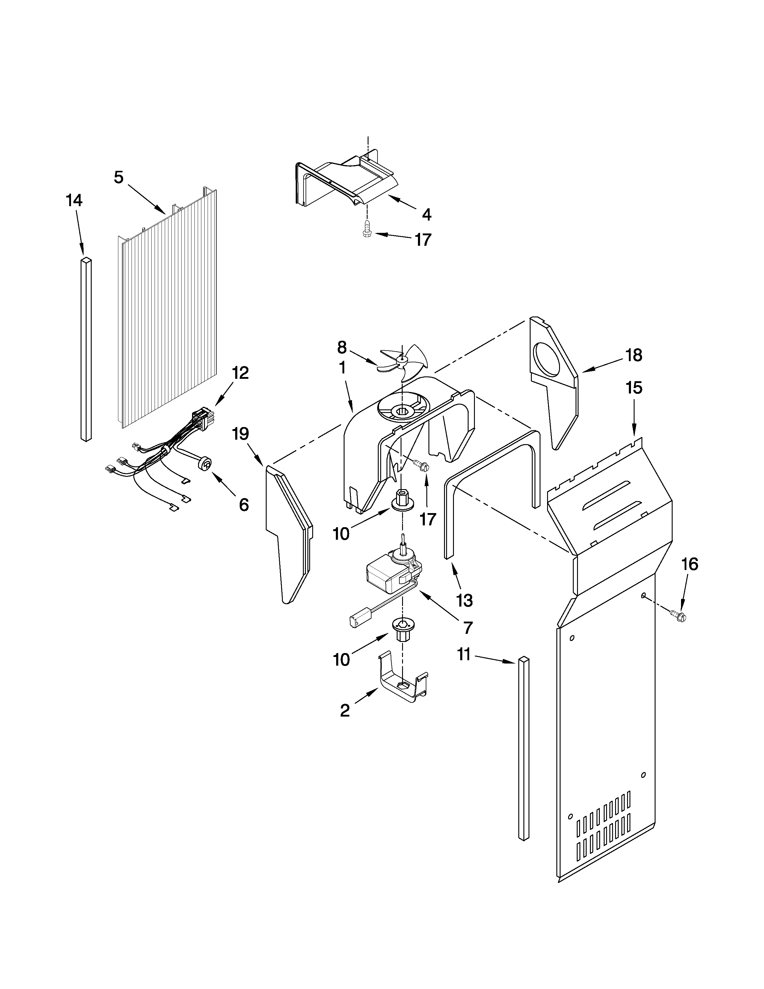 Whirlpool GC5SHAXVQ01 air flow parts diagram