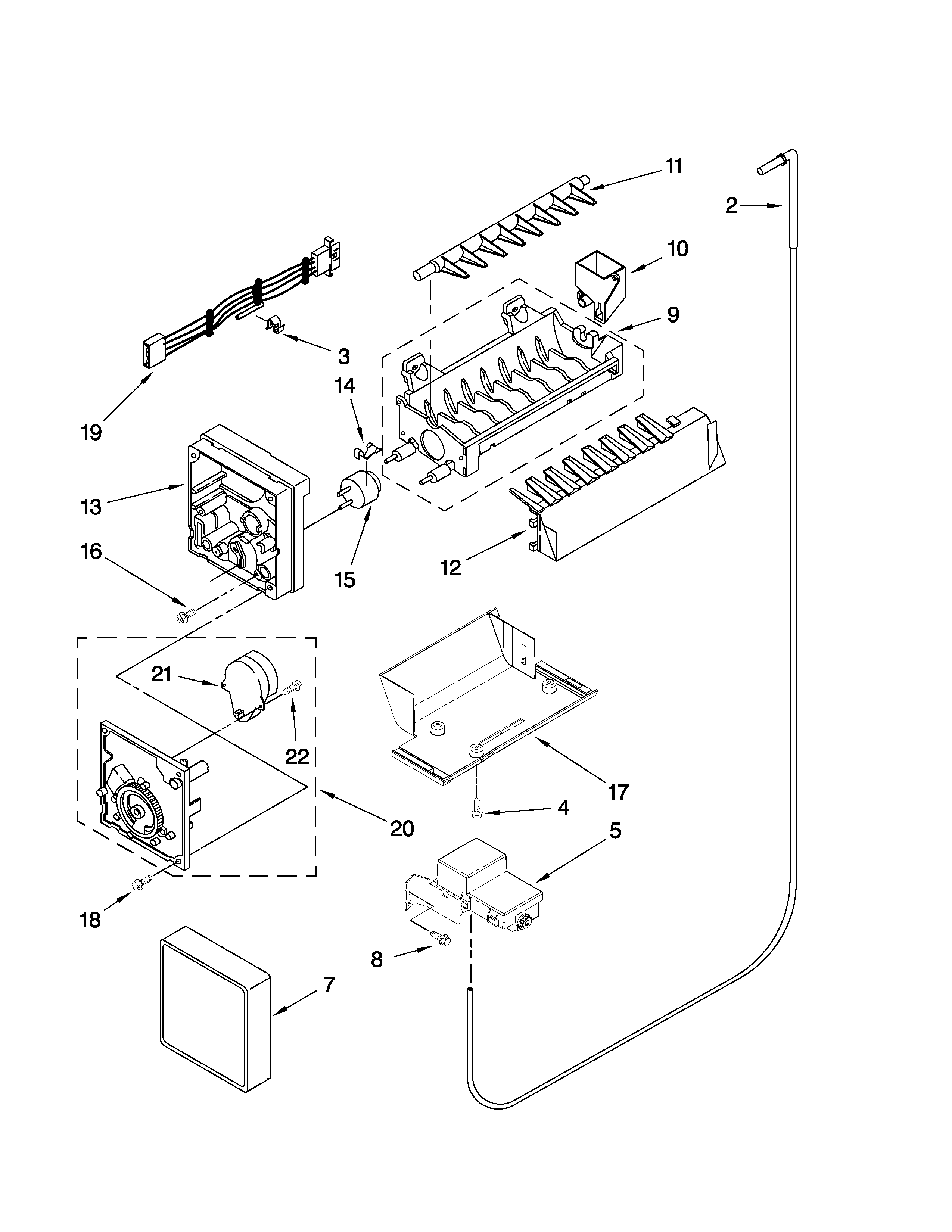 Whirlpool GS5VHAXWY02 icemaker parts diagram