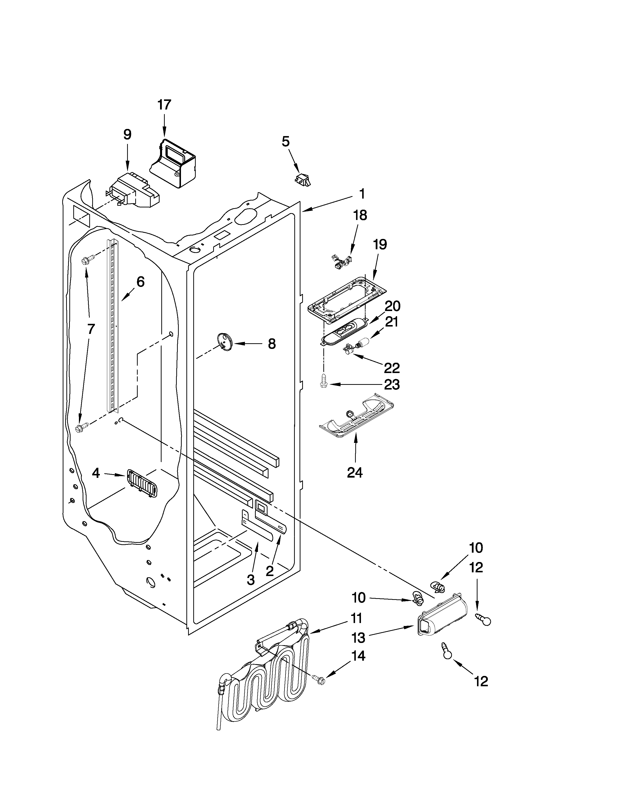 Whirlpool GS6NHAXVT05 refrigerator liner parts diagram