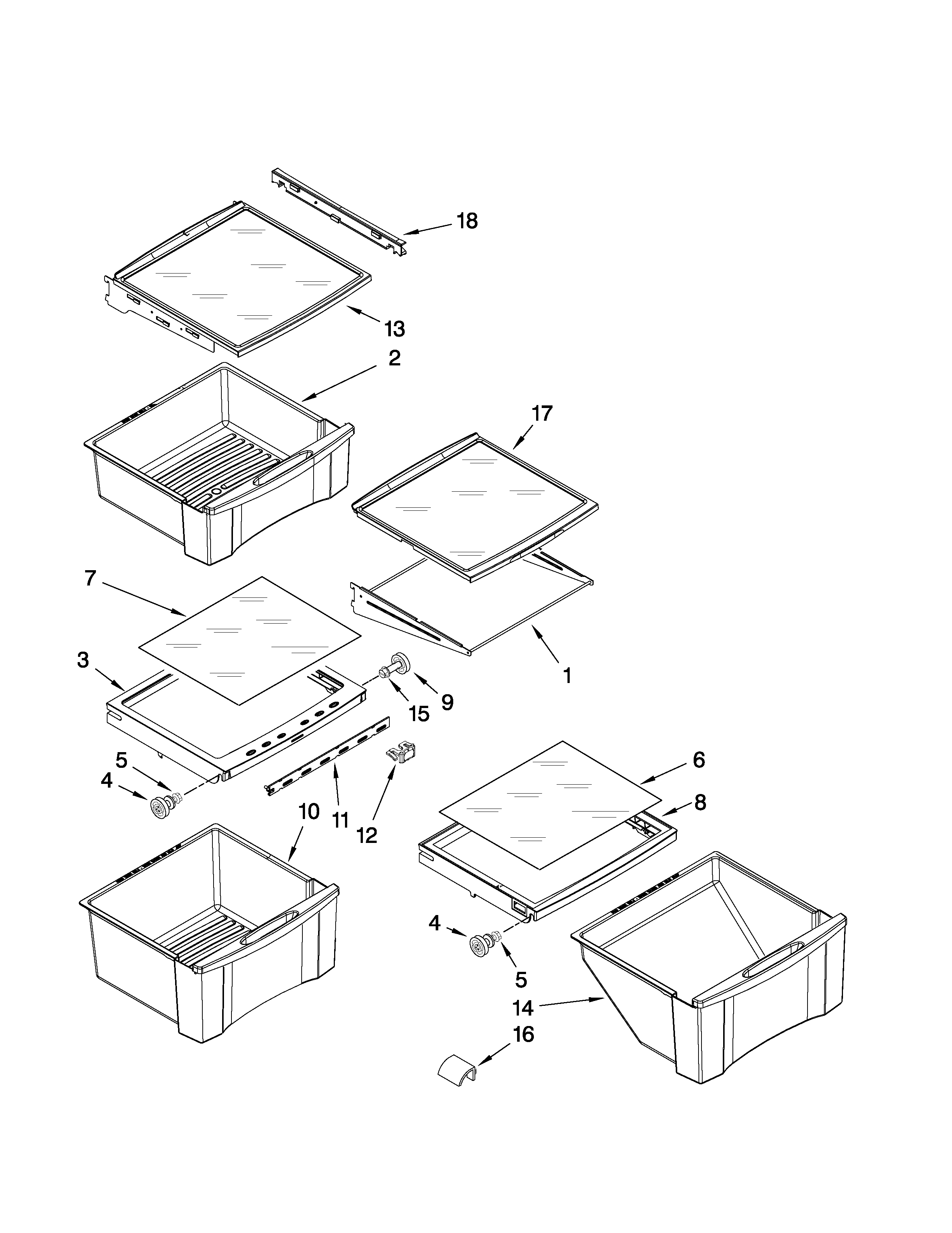Whirlpool GS6NHAXVT05 refrigerator shelf parts diagram