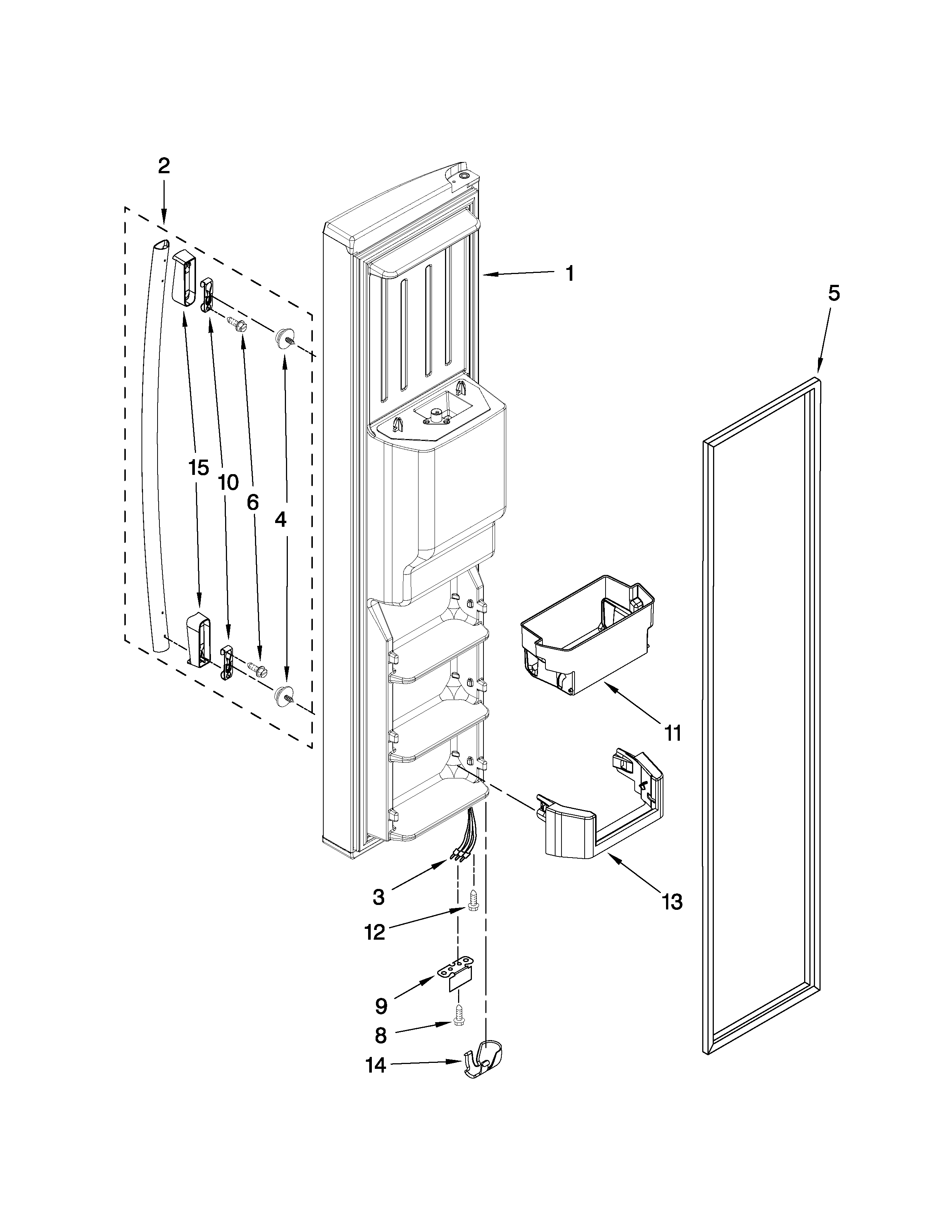 Whirlpool GS6NHAXVT05 freezer door parts diagram