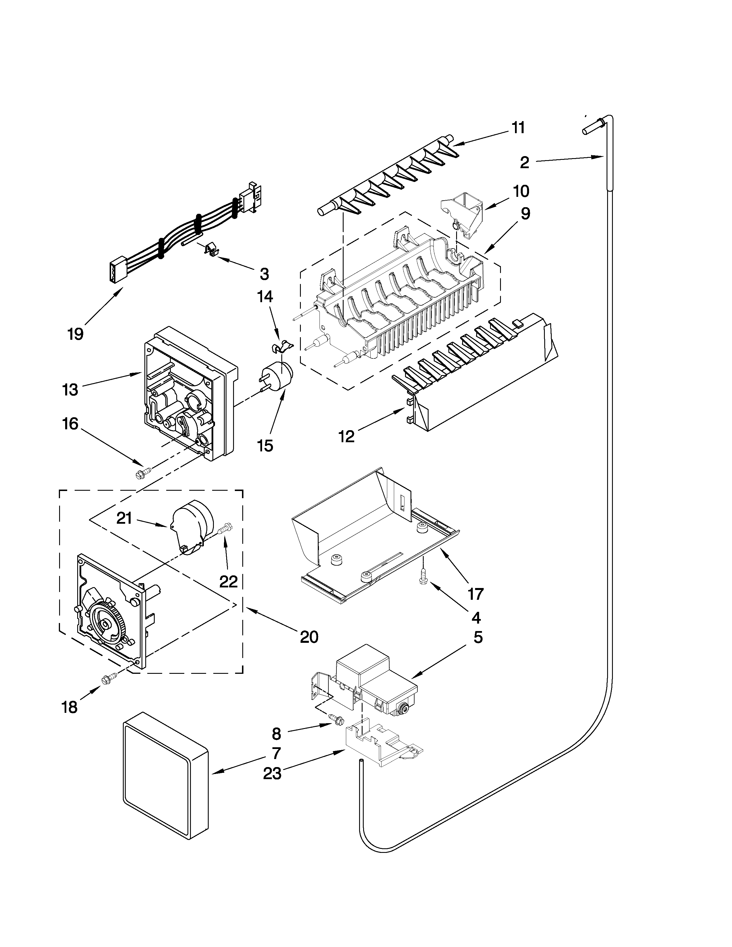 Whirlpool GS6NHAXVT05 icemaker parts diagram