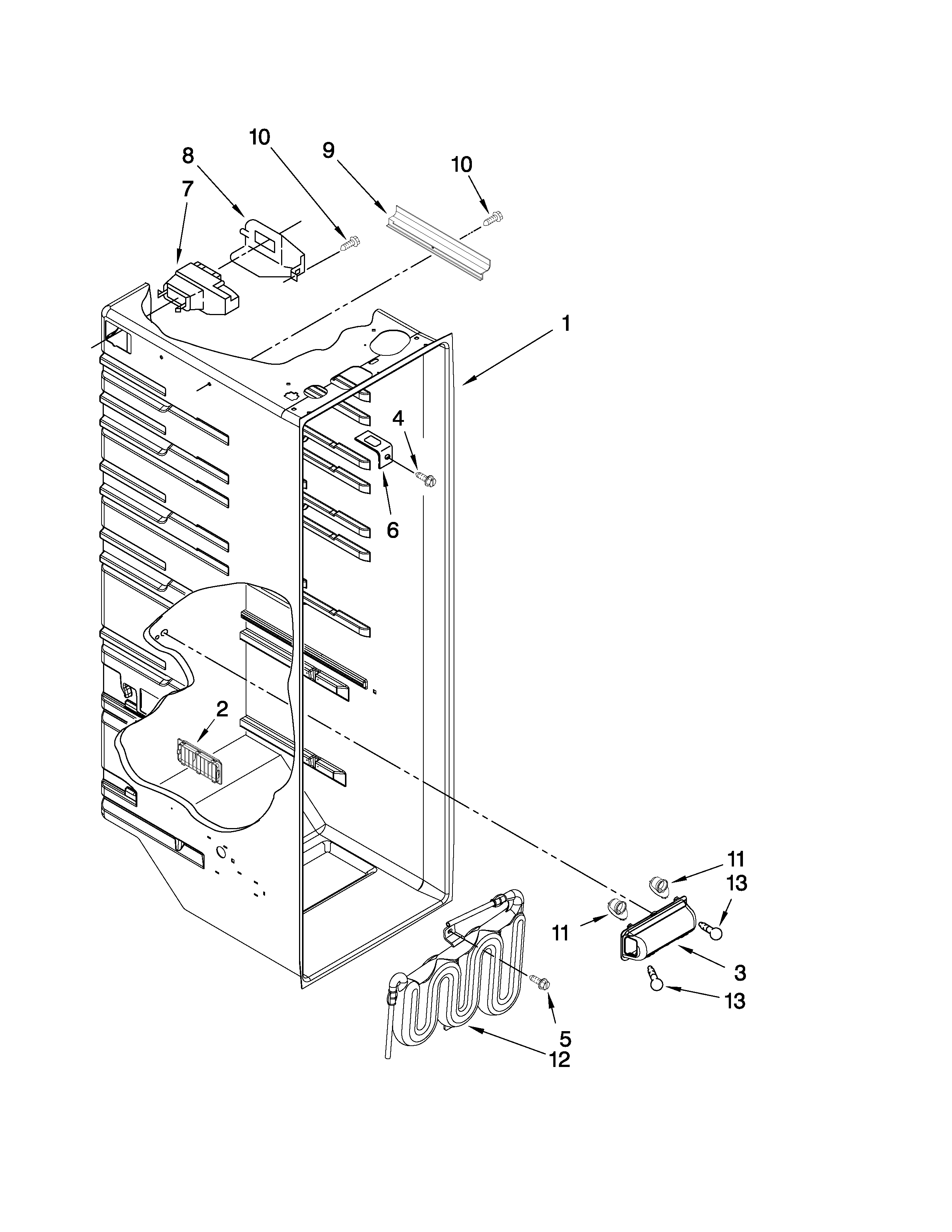 Maytag MSD2272VES01 refrigerator liner parts diagram