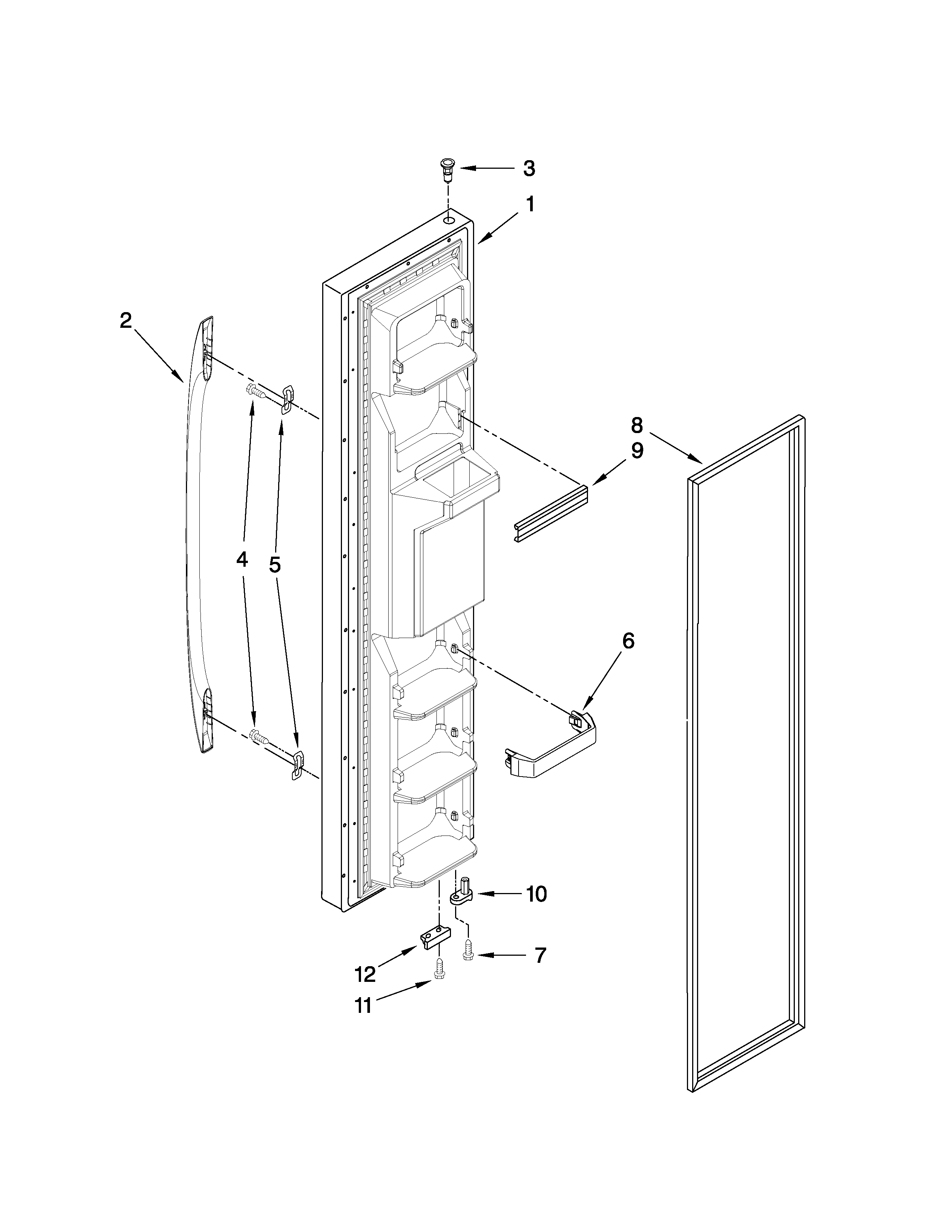 Maytag MSD2272VES01 freezer door parts diagram