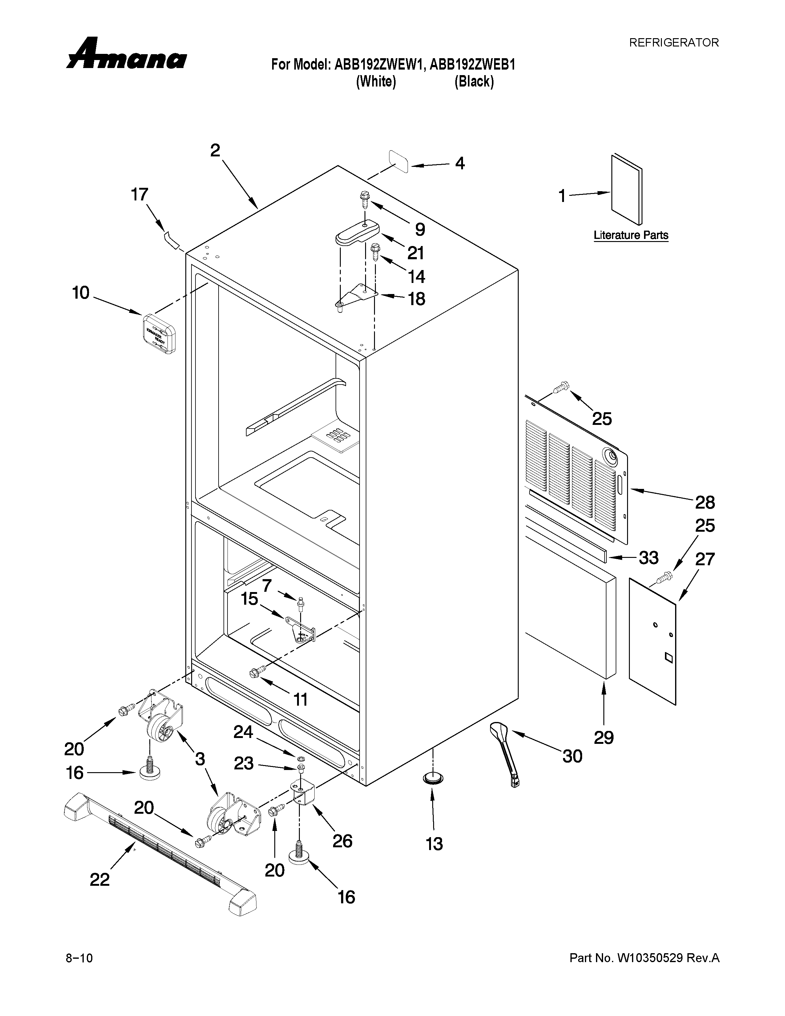 Amana ABB192ZWEW1 cabinet parts diagram