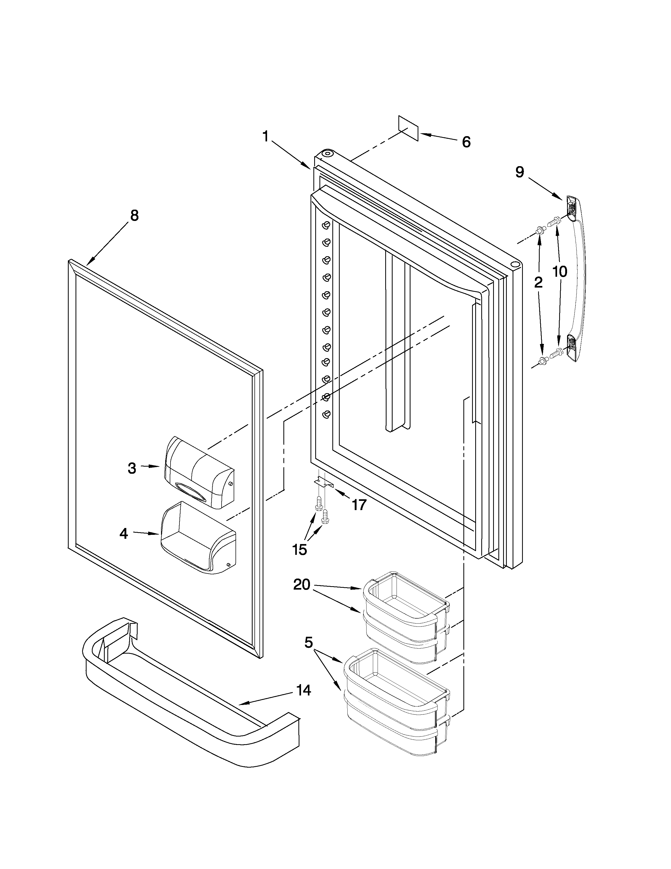 Amana ABB192ZWEW1 refrigerator door parts diagram