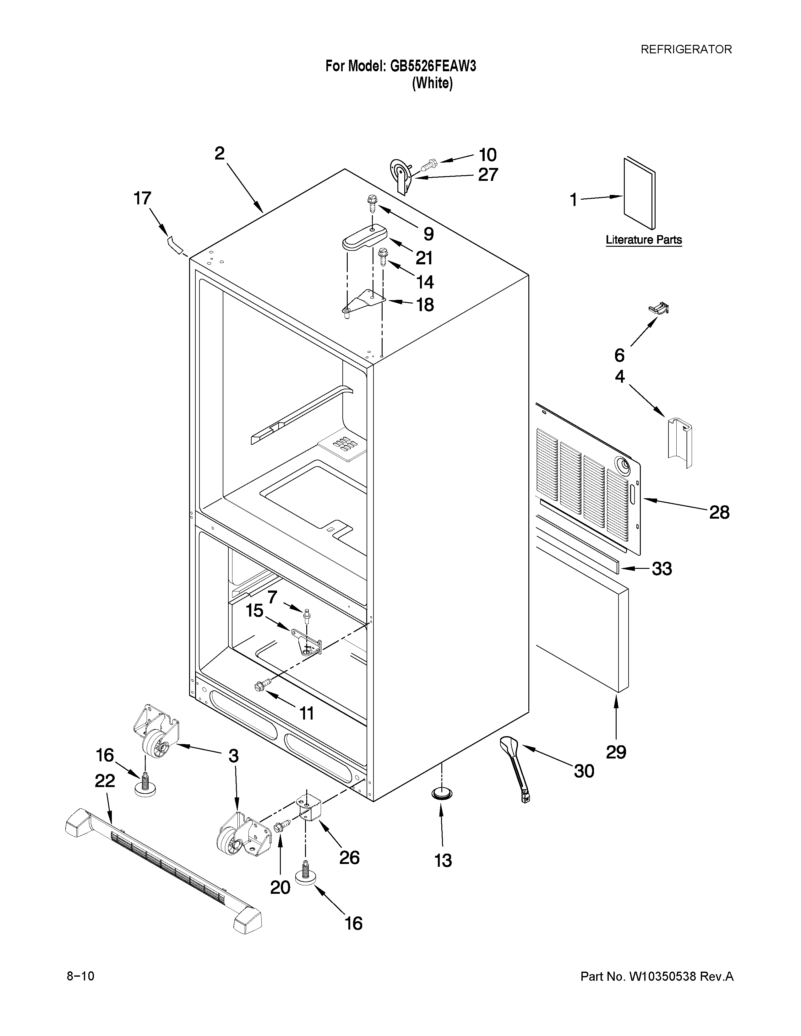 Maytag GB5526FEAW3 cabinet parts diagram