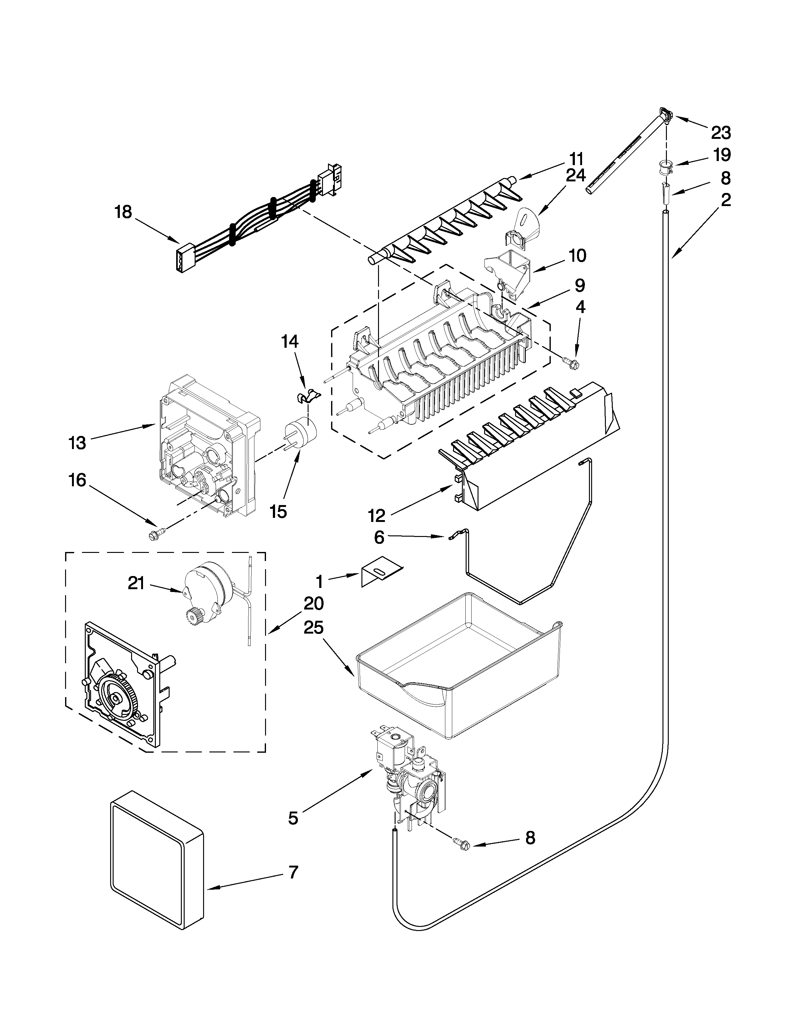 Maytag GB5526FEAW3 icemaker parts diagram